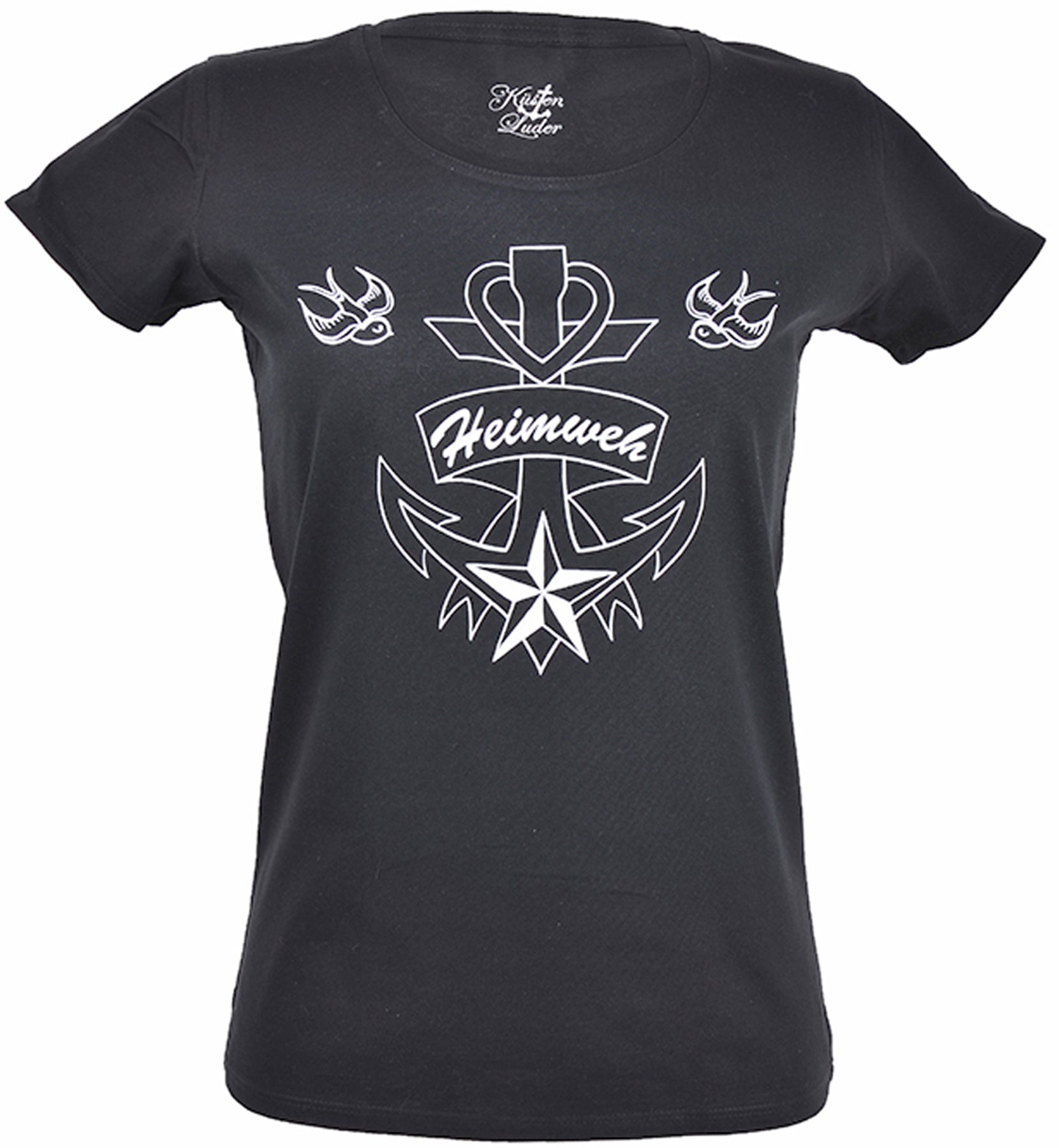 Kuestenluder_HEIMWEH_Oldschool_ANCHOR_T-Shirt_-_Schwarz_killer_kirsche
