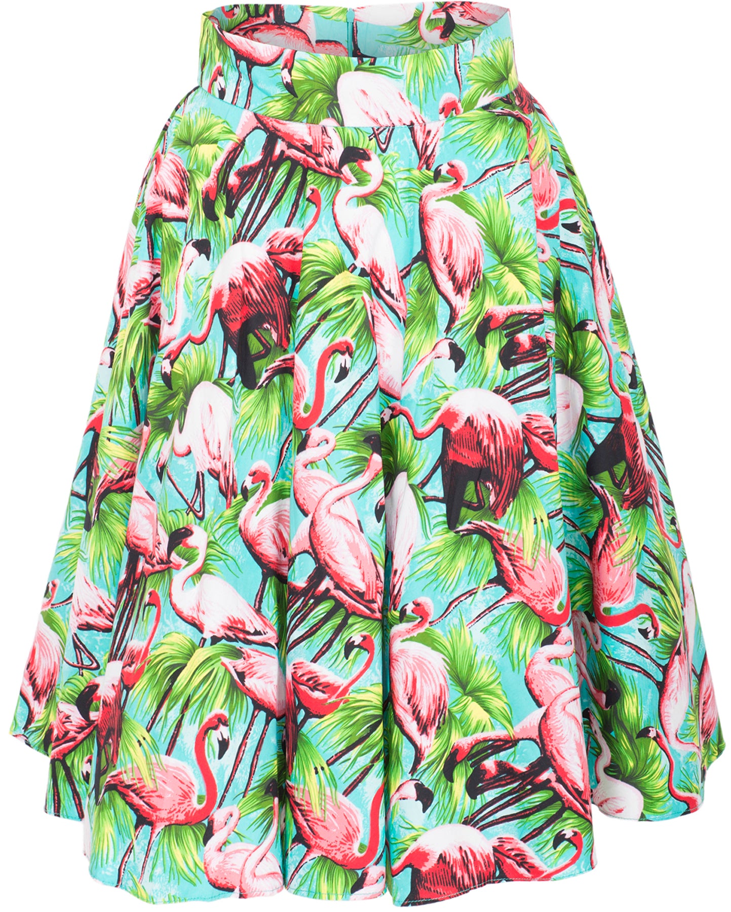 Kuestenluder_HOLLY_Tiki_FLAMINGO_Tropical_50s_Pin_Up_Swing_Skirt_ROCK_-_Tuerkis_killer_kirsche