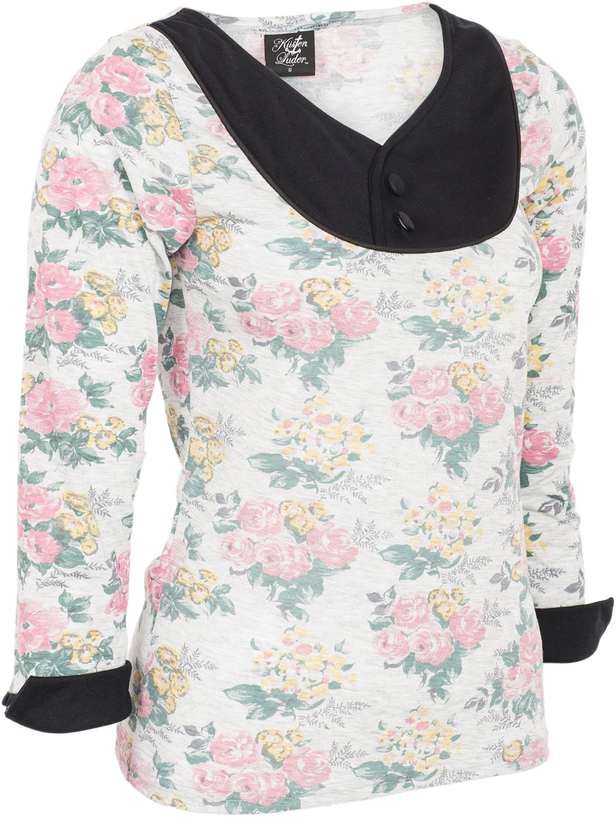 Kuestenluder_INGE_50s_FLORAL_Vintage_ROSE_78_Arm_SHIRT_Oberteil-2