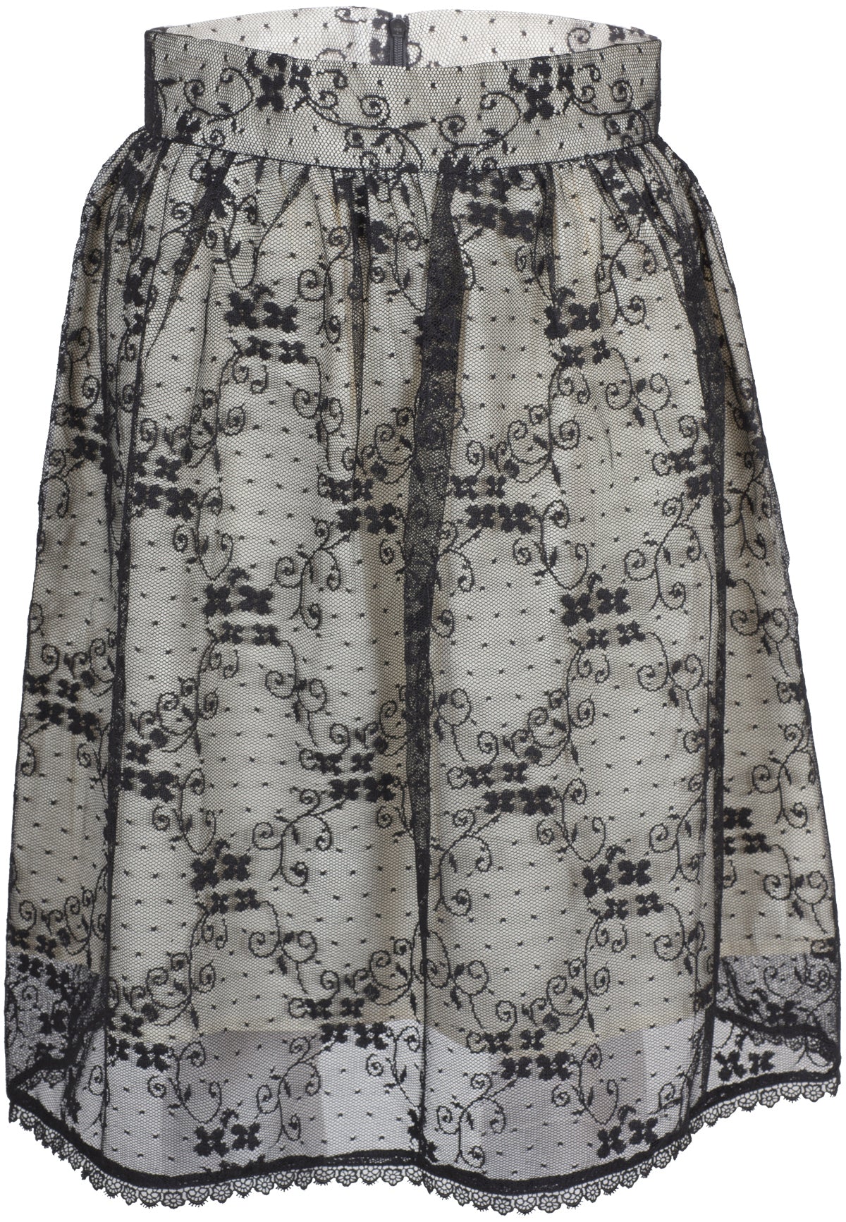 Kuestenluder_JESSE_Vintage_Floral_Black_LACE_Tulle_Pin_Up_Skirt_Rock_-_Creme
