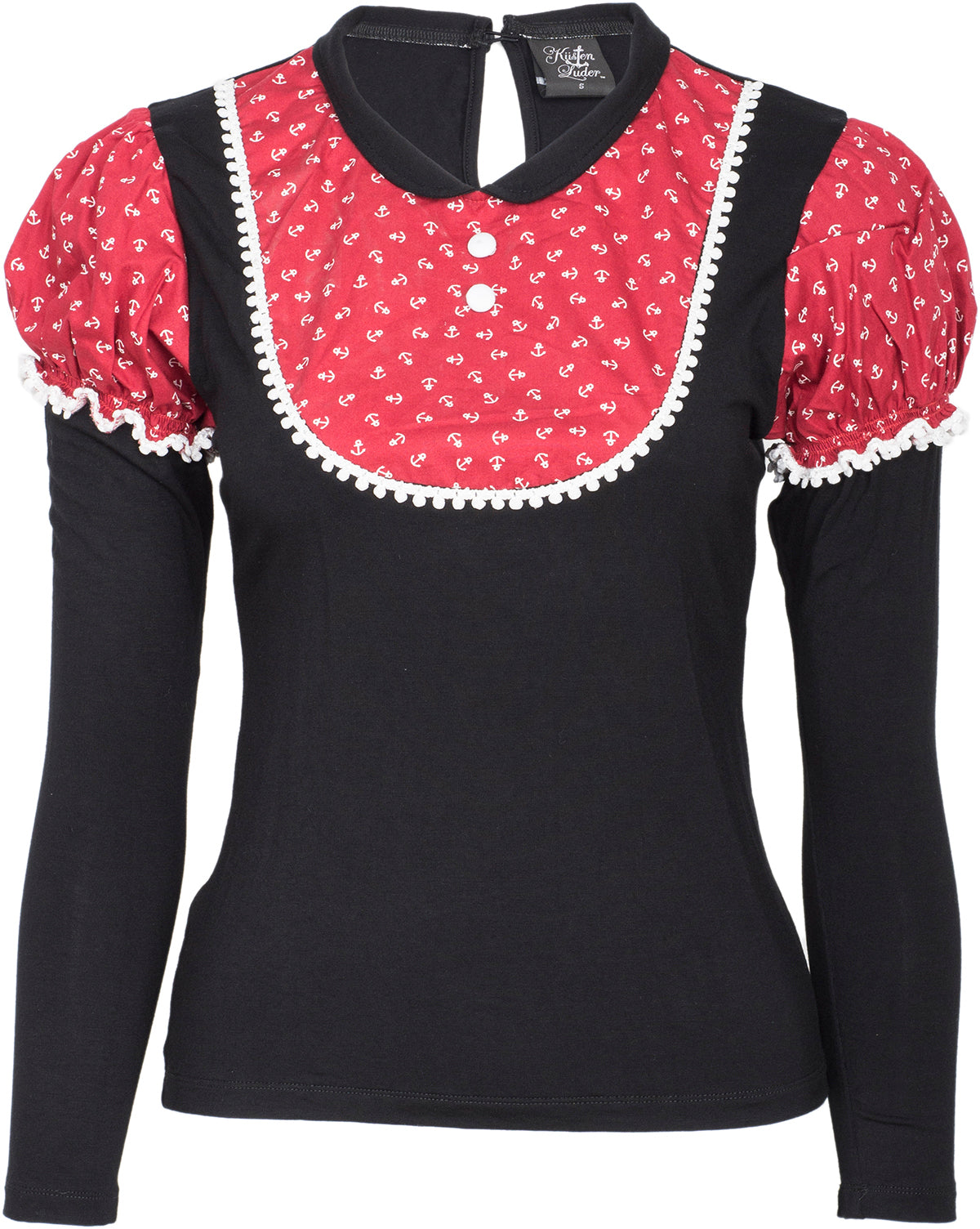 Kuestenluder_JILL_Sailor_ANCHOR_Anker_Puff_Sleeve_Pin_Up_SHIRT_Oberteil