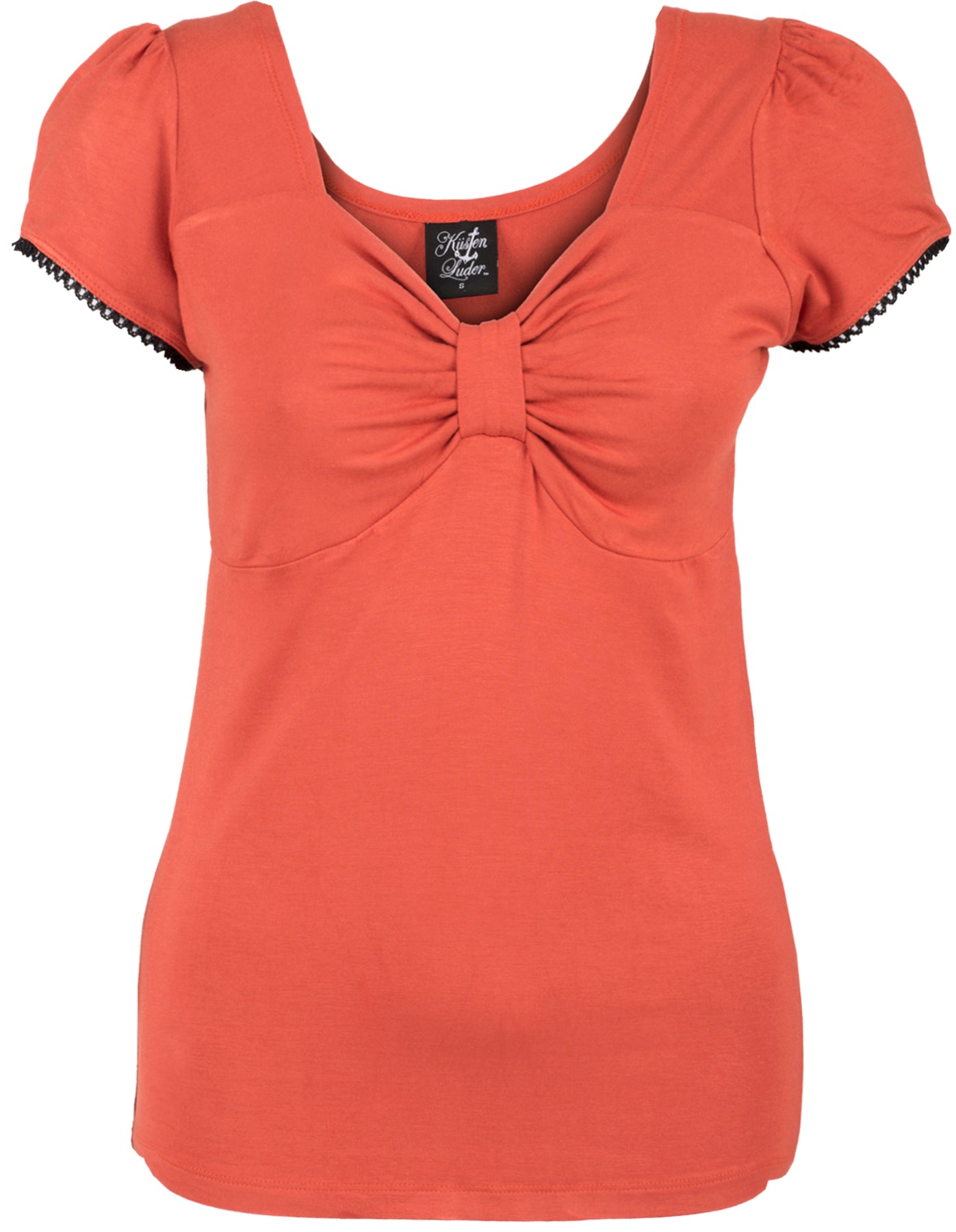 Kuestenluder_Jija_Vintage_PLAIN_Gathered_Kurzarm_Oberteil_SHIRT_Orange_killer_kirscheFOxRHrGNqiOqp