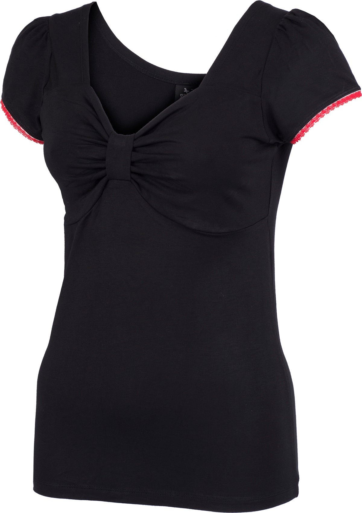 Kuestenluder_Jija_Vintage_PLAIN_Gathered_Kurzarm_Oberteil_SHIRT_Schwarz-2mHbdnv1yIWe0n