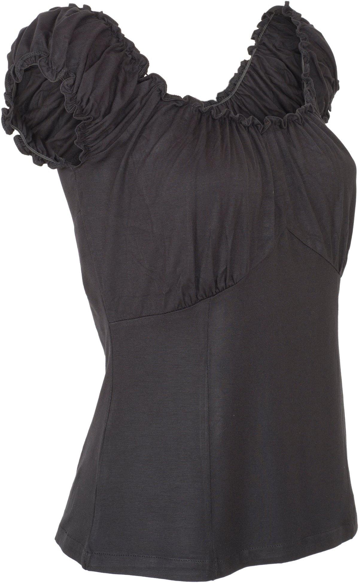 Kuestenluder_KAELLA_Vintage_Basic_RUFFLE_Carmen_Oberteil_SHIRT_Schwarz-2