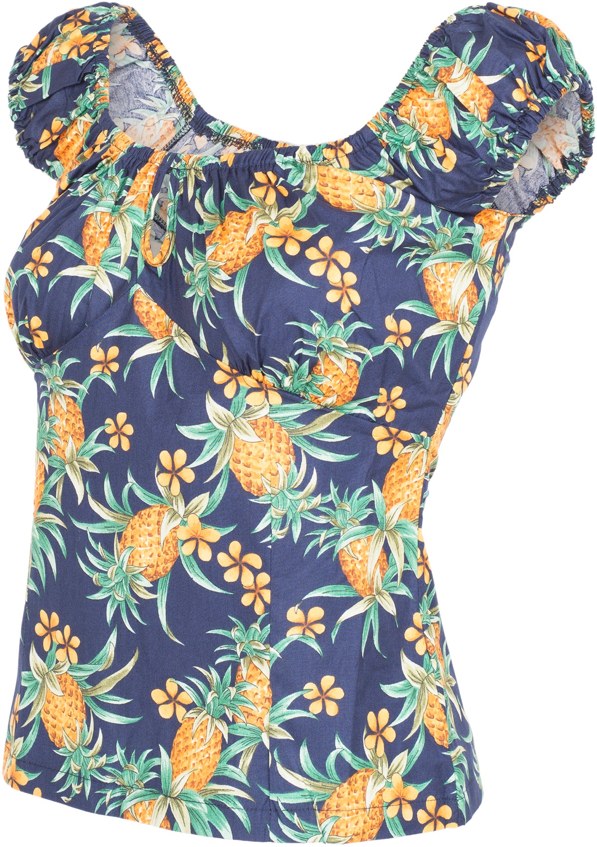 Kuestenluder_KAIJA_Vintage_Tropical_PINEAPPLE_Peephole_Oberteil_BLUSENSHIRT-3