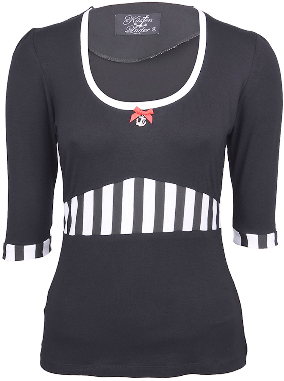 Kuestenluder_KARLY_Sailor_Streifen_ANKER_34_Arm_Retro_Shirt_-_Blk
