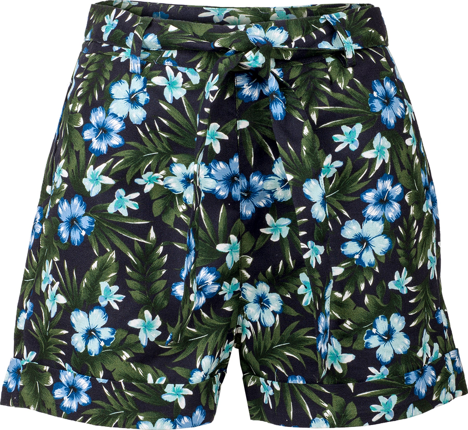 Kuestenluder_KIVELA_Frangipani_HIBISKUS_Palm_Leaf_High_Waist_Hose_SHORTS_killer_kirsche