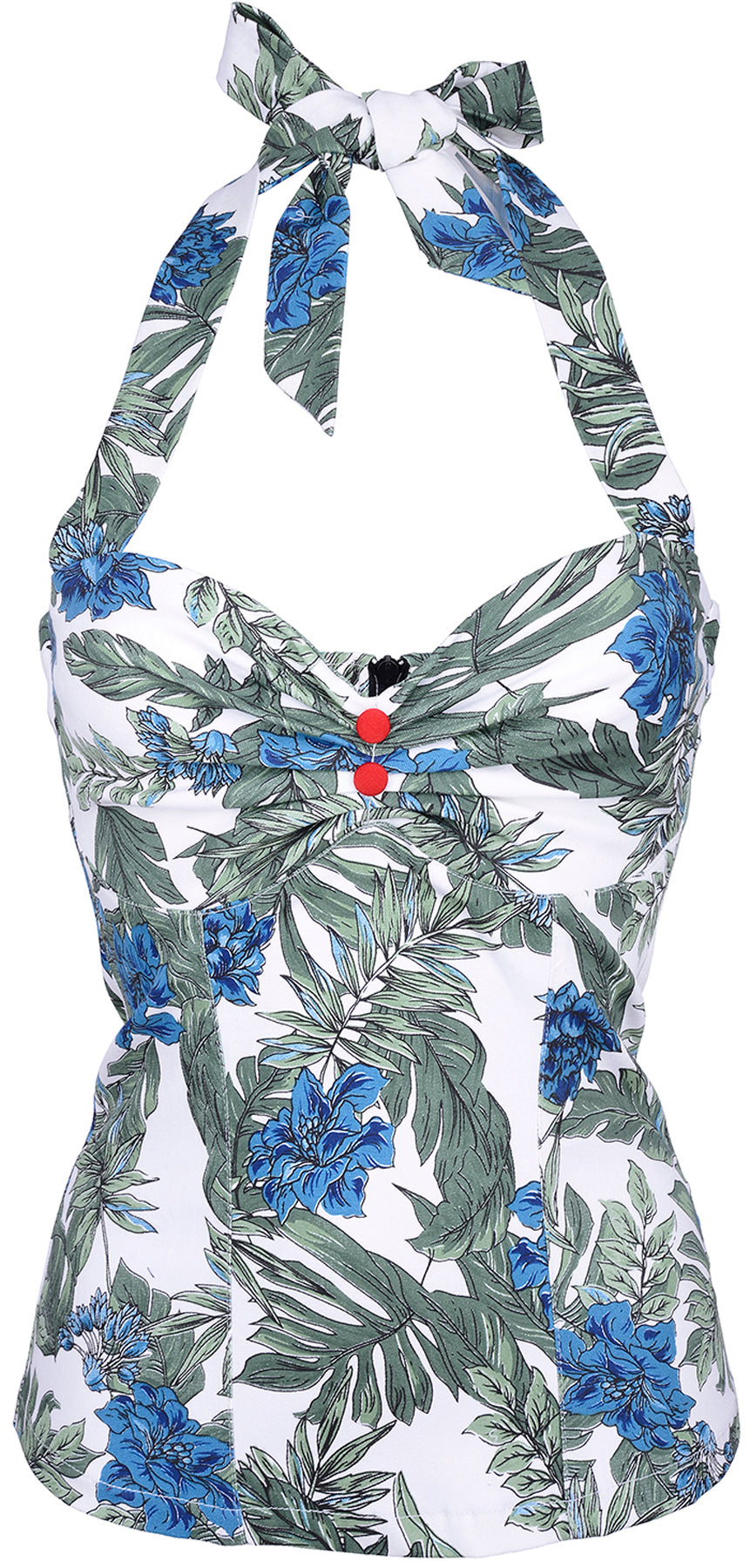Kuestenluder_KYOKO_Vintage_FLORAL_Hawaii_Blueten_Tiki_Neckholder_Top_killer_kirsche