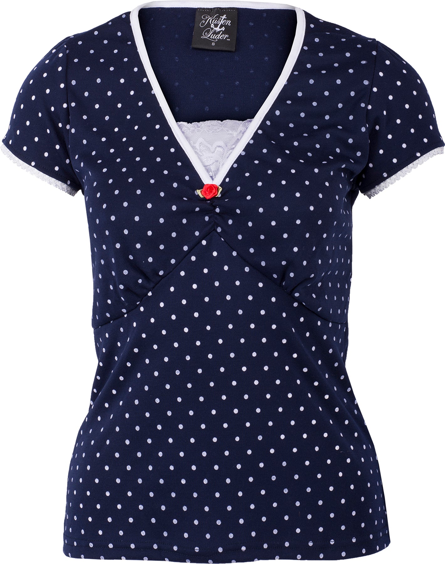 Kuestenluder_LABIEBA_Polka_Dot_PUNKTE_Lace_Kurzarm_SHIRT_Oberteil_Navy_killer_kirscheoPSe6UMwBgy9N
