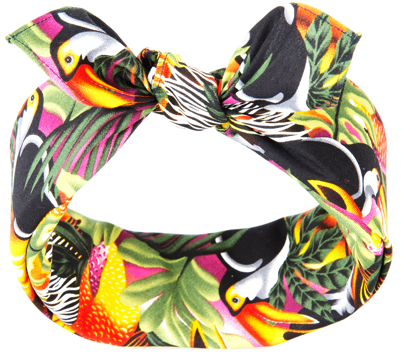 Kuestenluder_LAHELA_Tropical_Palm_Leaf_PARROT_Toucan_SUNSET_BANDANAlila-1