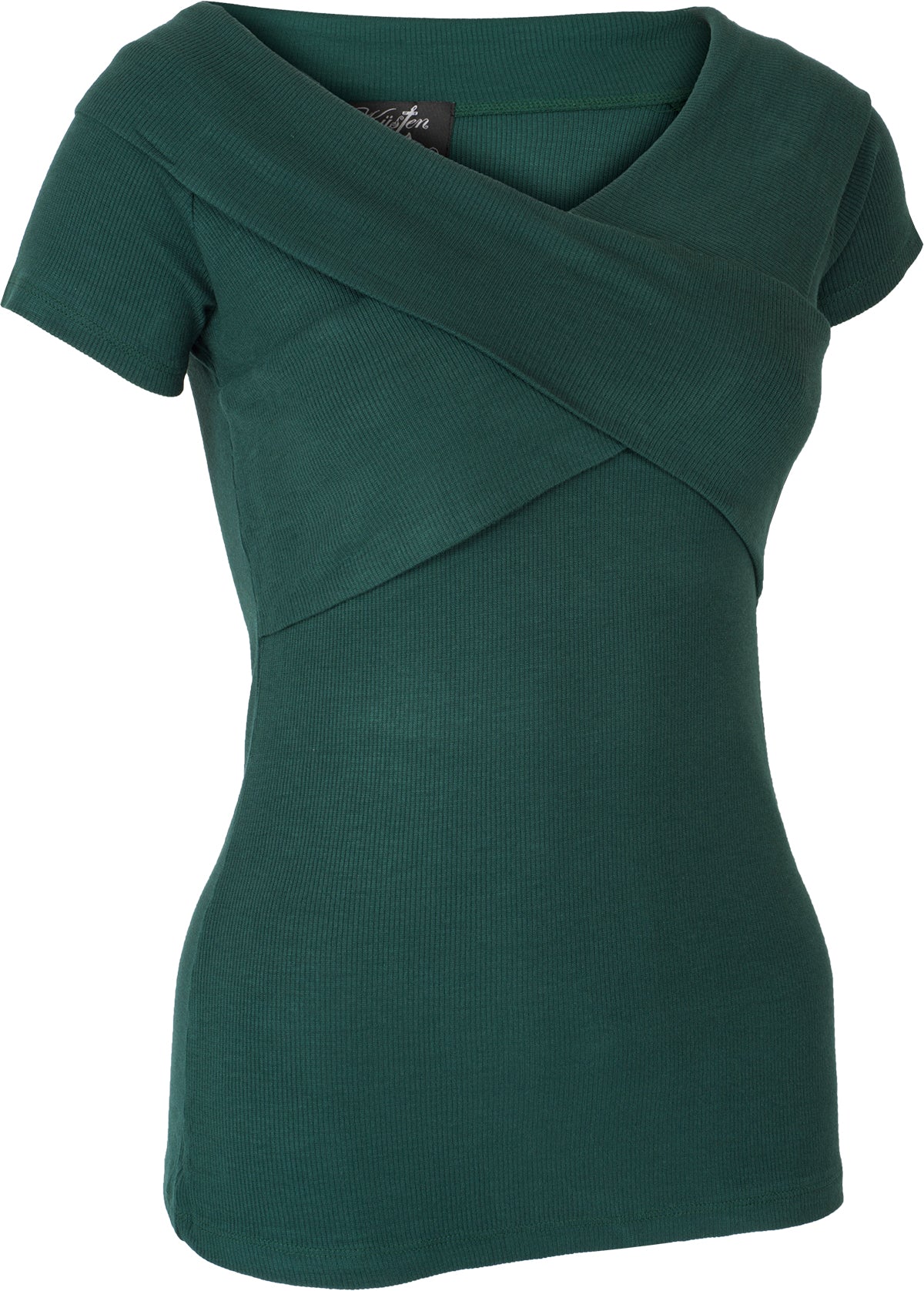 Kuestenluder_LUZIE_Vintage_WRAP_Rippstrick_KURZARM_Shirt_Oberteil_Gruen-3
