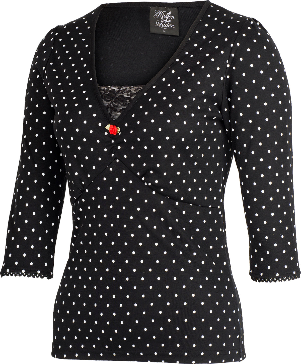 Kuestenluder_Labieba_50s_Polka_Dot_PUNKTE_Lace_34_Arm_SHIRT_Oberteil_-_Schwarz_03IuOT5UY6p56Ao