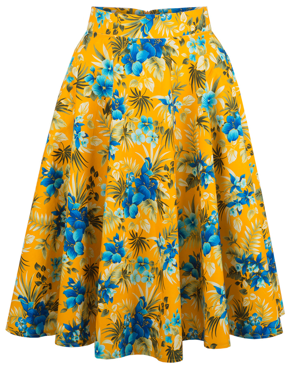 Kuestenluder_MAARTJE_Tropical_HIBISKUS_Orchidee_FLORAL_Skirt_SWING_ROCK_Gelb-1qBWNtNFPu5eE2