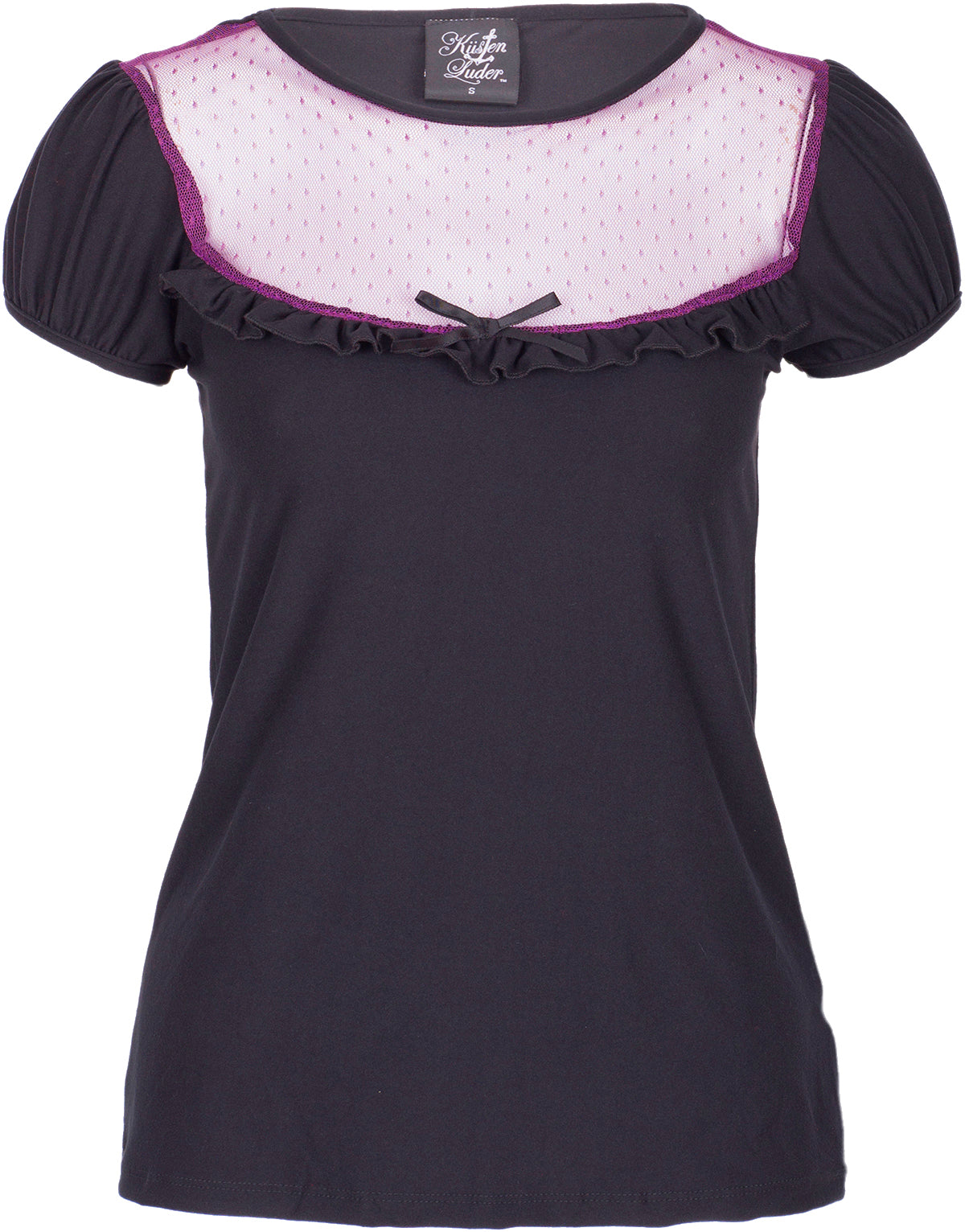 Kuestenluder_MAEVE_Nostalgic_Polka_Dots_TULLE_Vintage_Ruffle_SHIRT_-_SchwarzLila