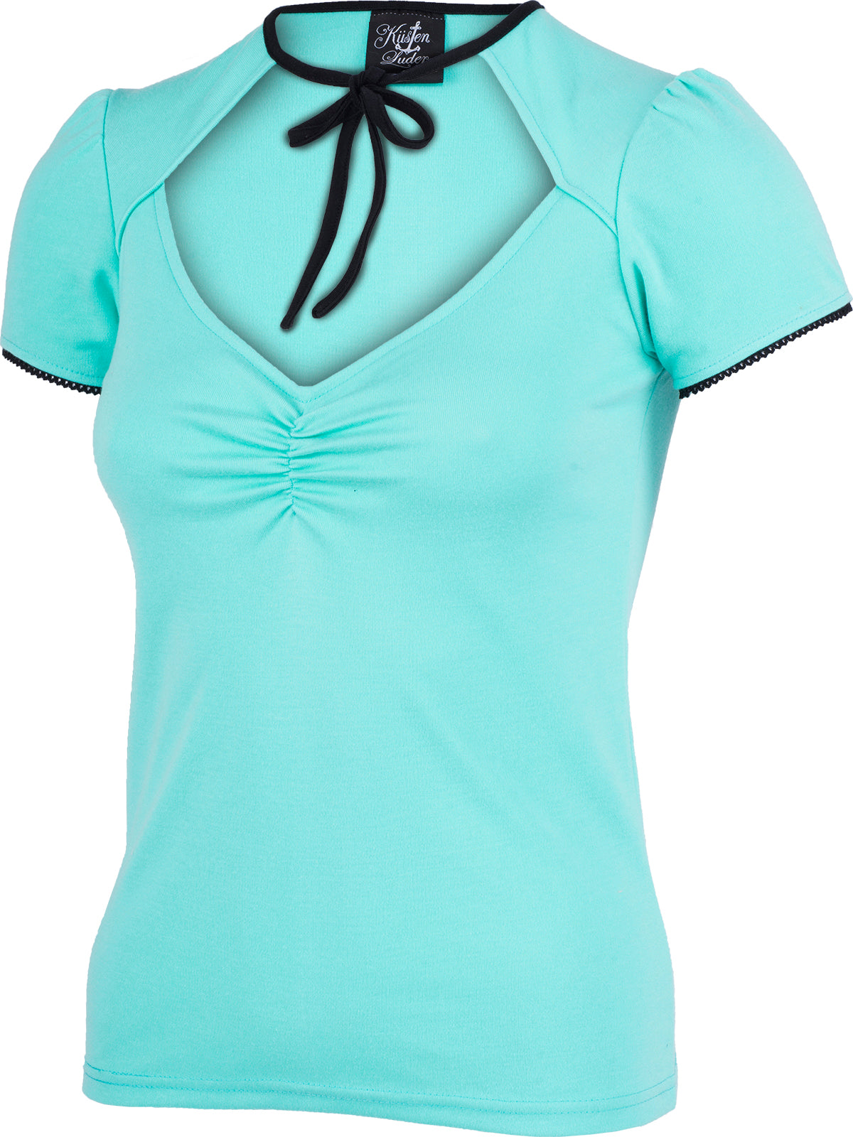 Kuestenluder_MAJELLE_Vintage_CUT-OUT_Plain_Kurzarm_SHIRT_Oberteil_Mint-2
