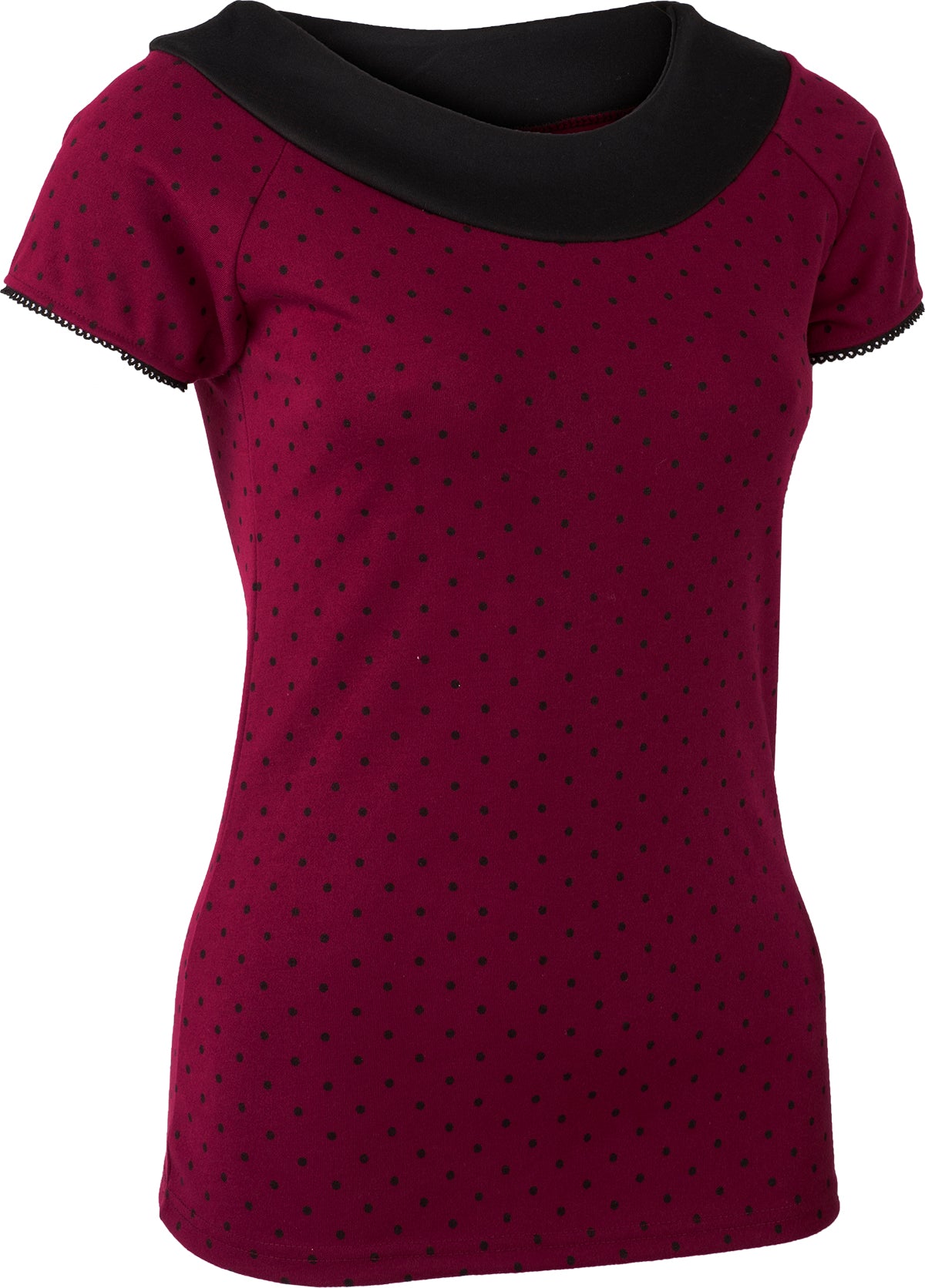 Kuestenluder_MARITH_Polka_Dot_Vintage_Kurzarm_SHIRT_Oberteil_Bordeaux-3