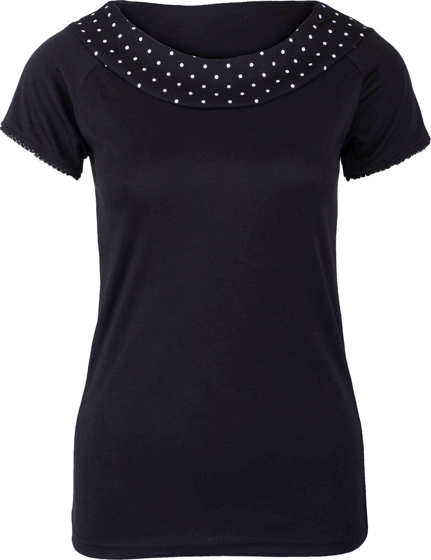 Kuestenluder_MARITH_Vintage_PUNKTE_Dots_Kurzarm_SHIRT_Oberteil_Schwarz_killer_kirsche
