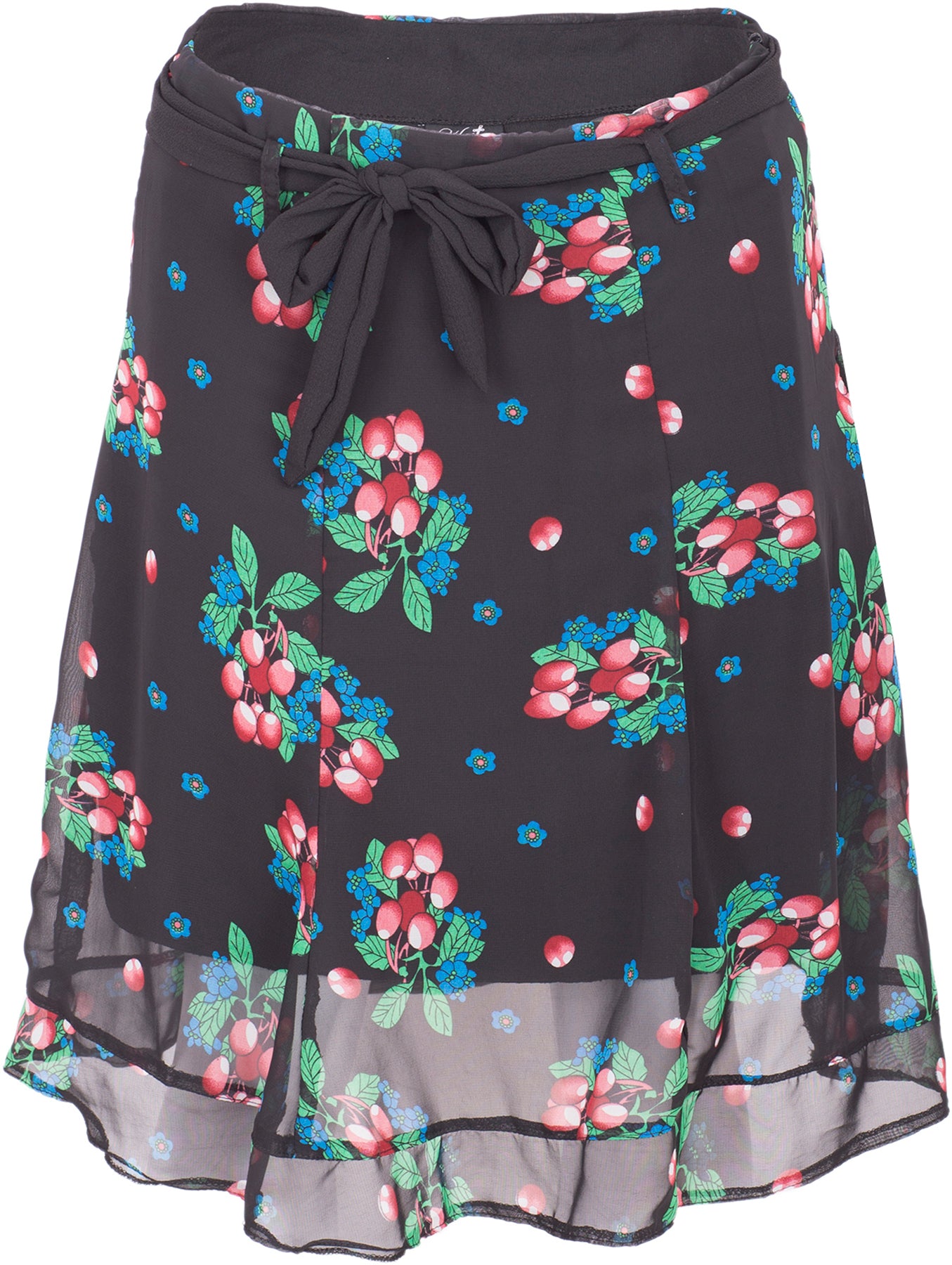 Kuestenluder_MARTHA_50s_CHERRY_Kirschen_Chiffon_Ruffle_Retro_Skirt_ROCK_killer_kirsche