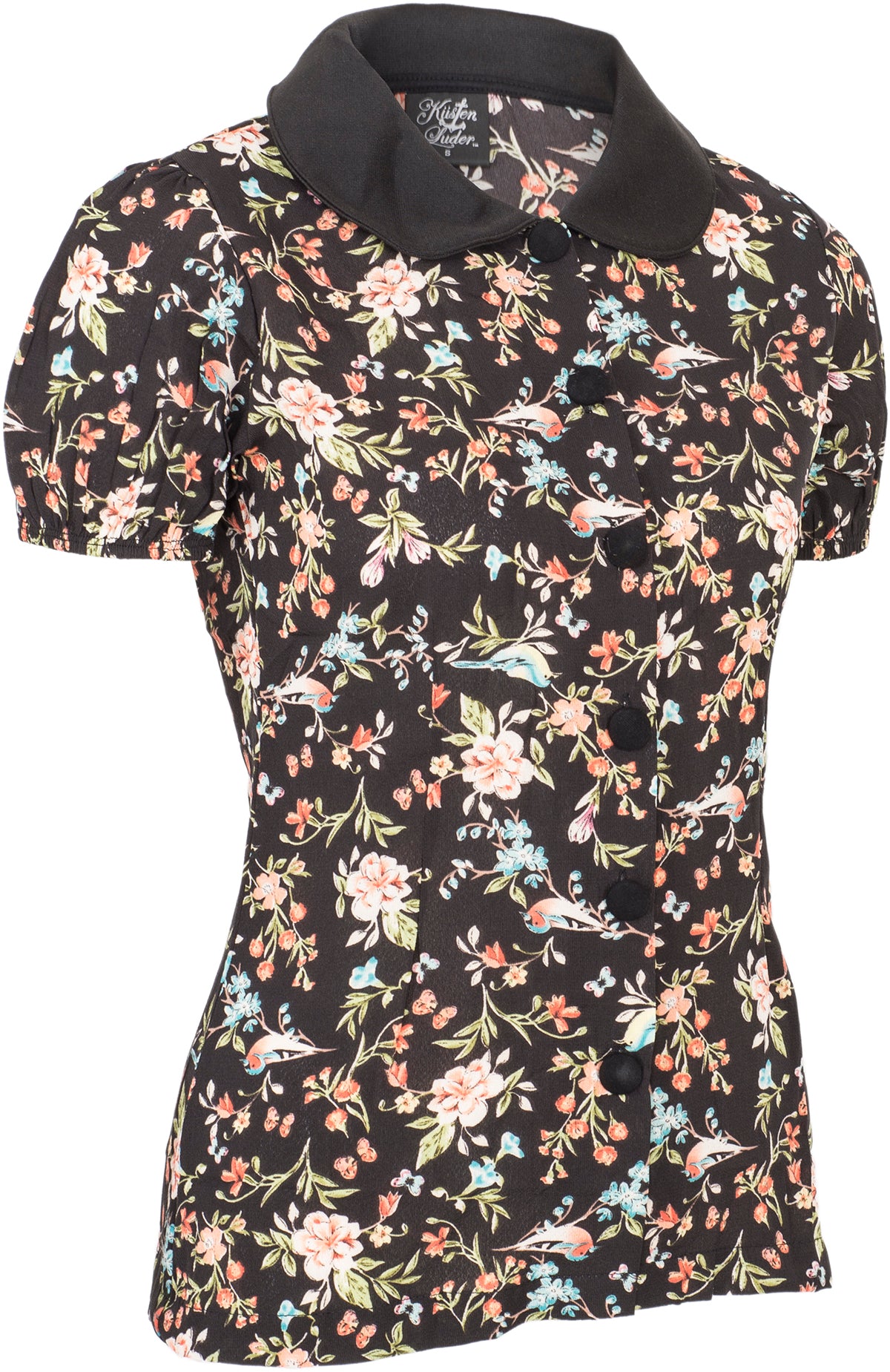 Kuestenluder_MELINA_Flower_BLueTEN_Voegel_BIRD_Vintage_50s_BLUSE_Oberteil-2kMPOBVhdrAozR