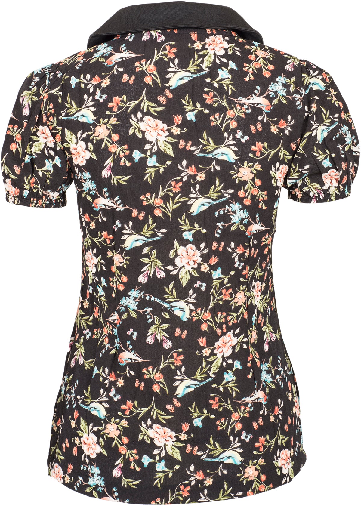 Kuestenluder_MELINA_Flower_BLueTEN_Voegel_BIRD_Vintage_50s_BLUSE_Oberteil-4