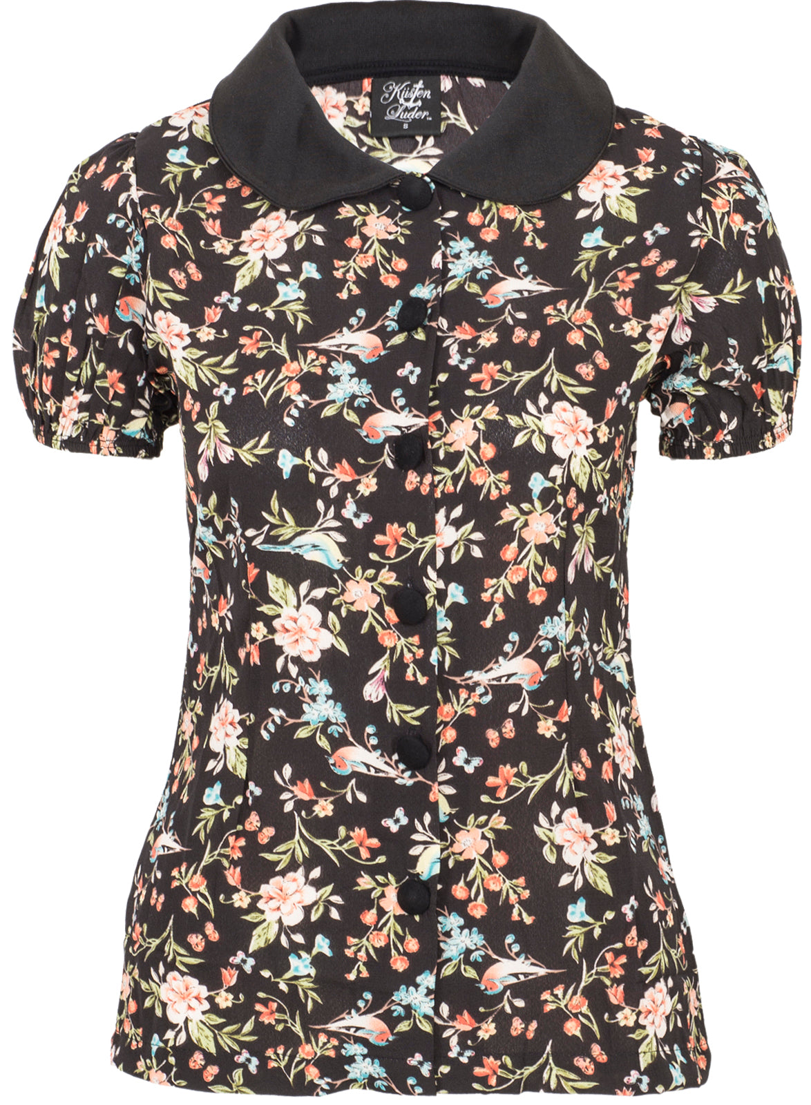 Kuestenluder_MELINA_Flower_BLueTEN_Voegel_BIRD_Vintage_50s_BLUSE_Oberteil_killer_kirscheAoNNoVvCgyXMN