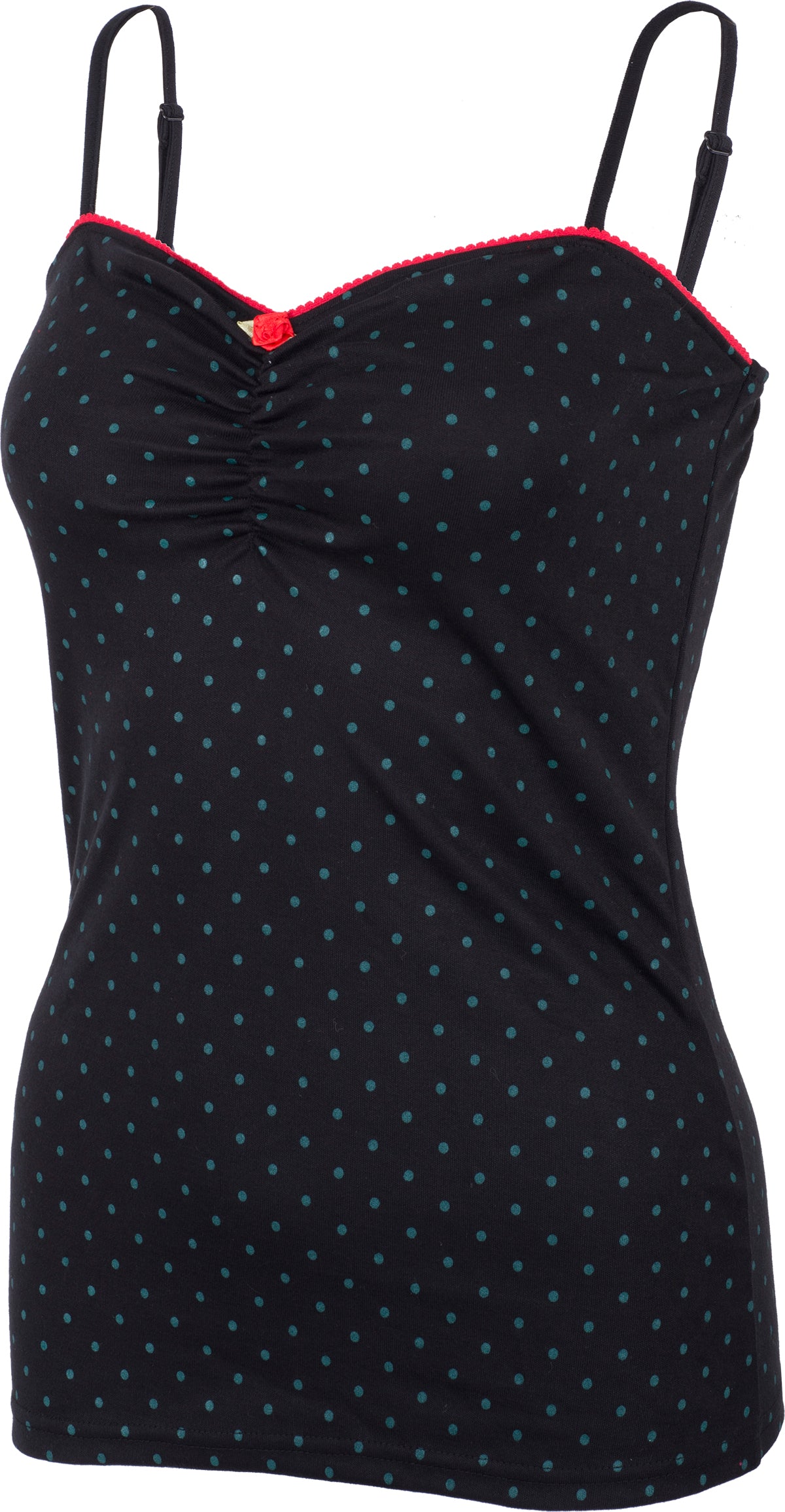 Kuestenluder_MINAH_Polka_Dot_PUNKTE_Spaghetti_TOP_Oberteil_Schwarz-Petrol-2mCHcqQhy2nMUu