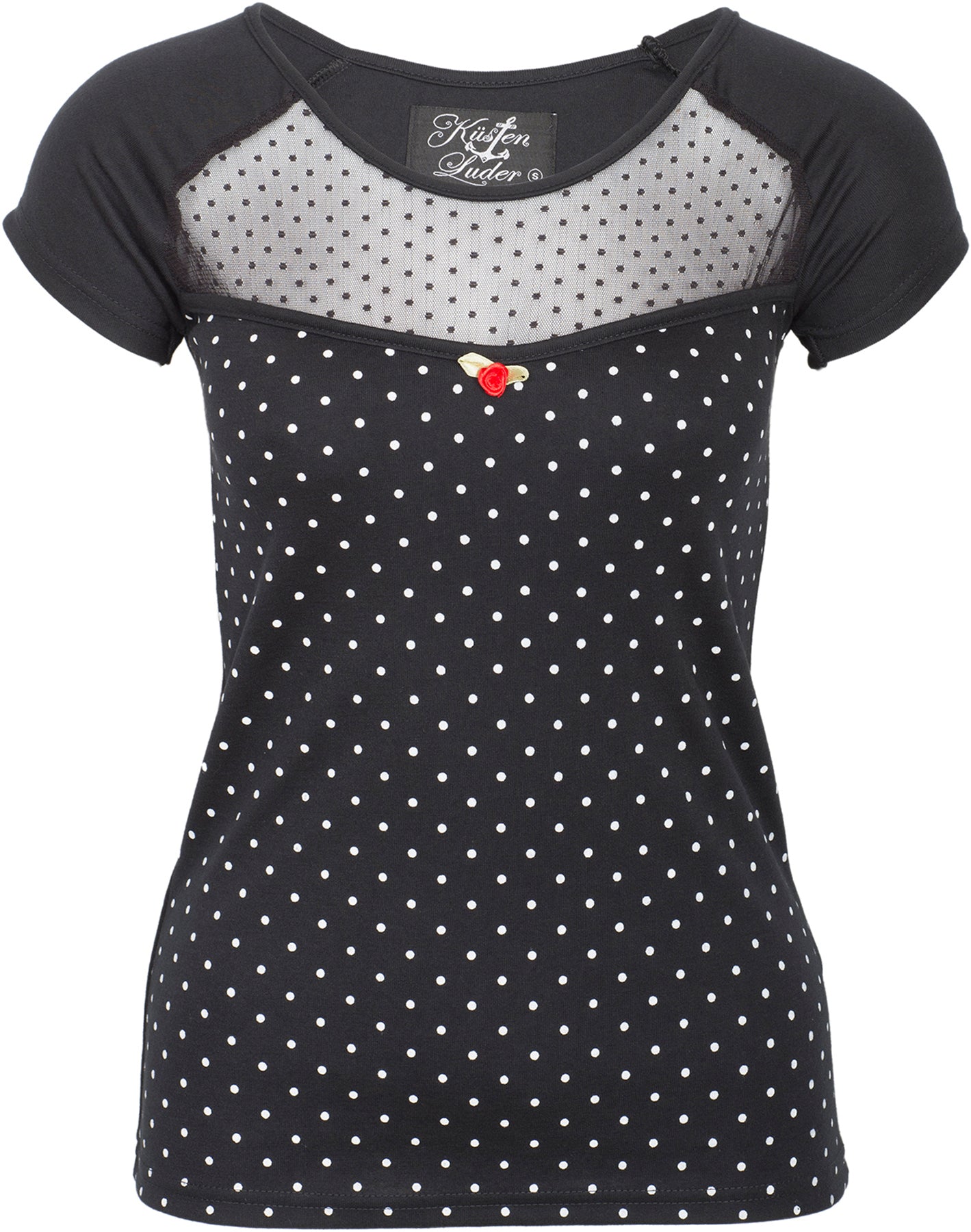 Kuestenluder_MINA_Polka_Dots_PUNKTE_Mesh_TULLE_Red_Rose_SHIRT_killer_kirsche