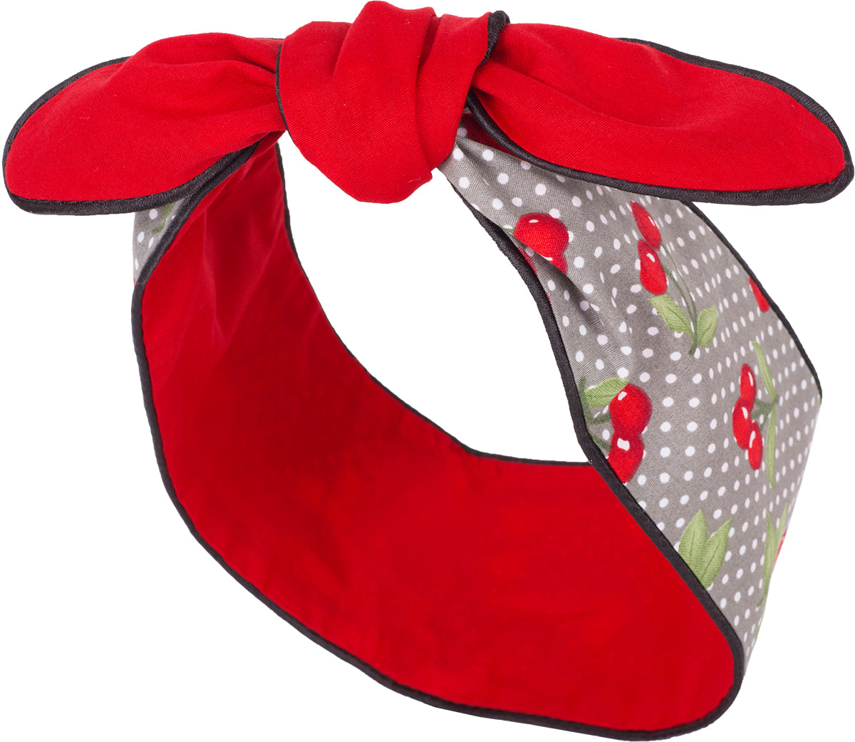 Kuestenluder_MIRENA_Polka_Dot_KIRSCHEN_Cherry_Paspel_HAARBAND_Grau-25f7da5501f50c