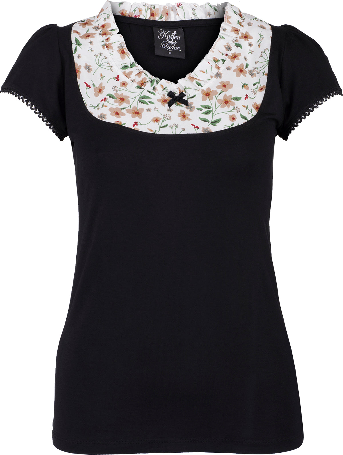 Kuestenluder_NAVIA_Vintage_FLORAL_Ruffle_Oberteil_SHIRT_Schwarz-Weiss-1