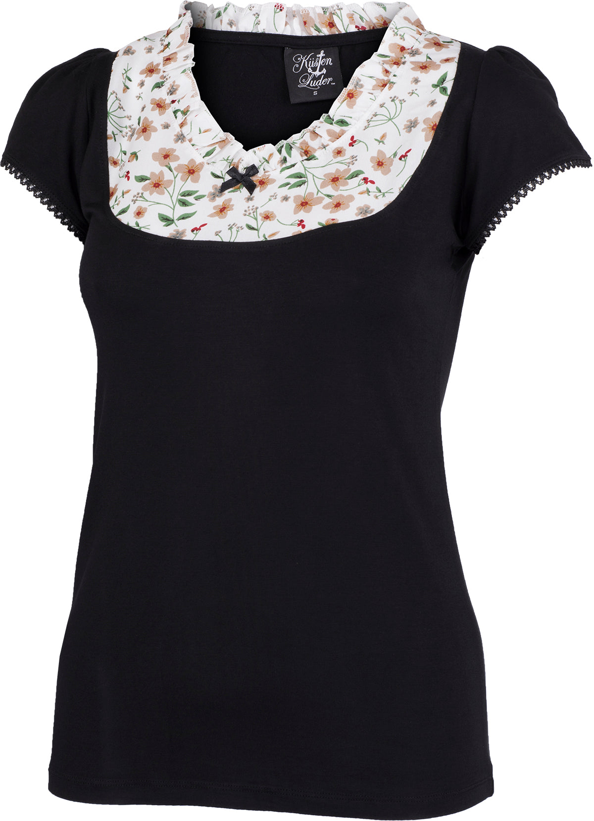 Kuestenluder_NAVIA_Vintage_FLORAL_Ruffle_Oberteil_SHIRT_Schwarz-Weiss-2