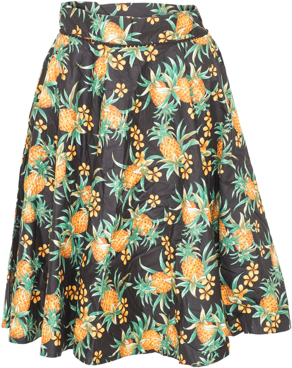 Kuestenluder_NEVAEH_Tropical_ANANAS_Frangipani_BLUMEN_Swing_Skirt_ROCK_Blk-3cl9JTkVZFoYsb