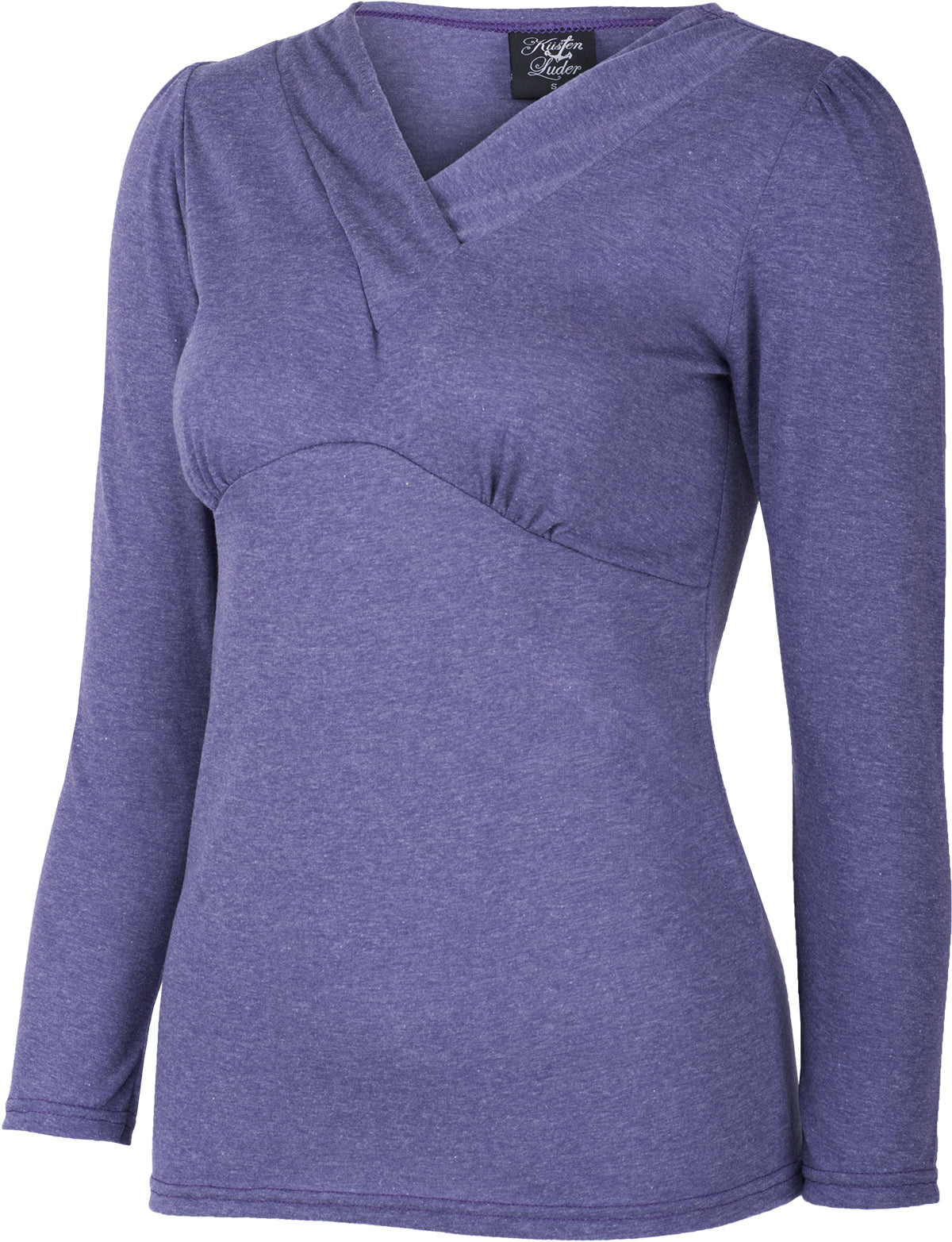 Kuestenluder_OANAE_50s_Basic_V-NECK_Langarm_SHIRT_Oberteil_-_Blaumeliert_026KFGVxm3Q1gVB