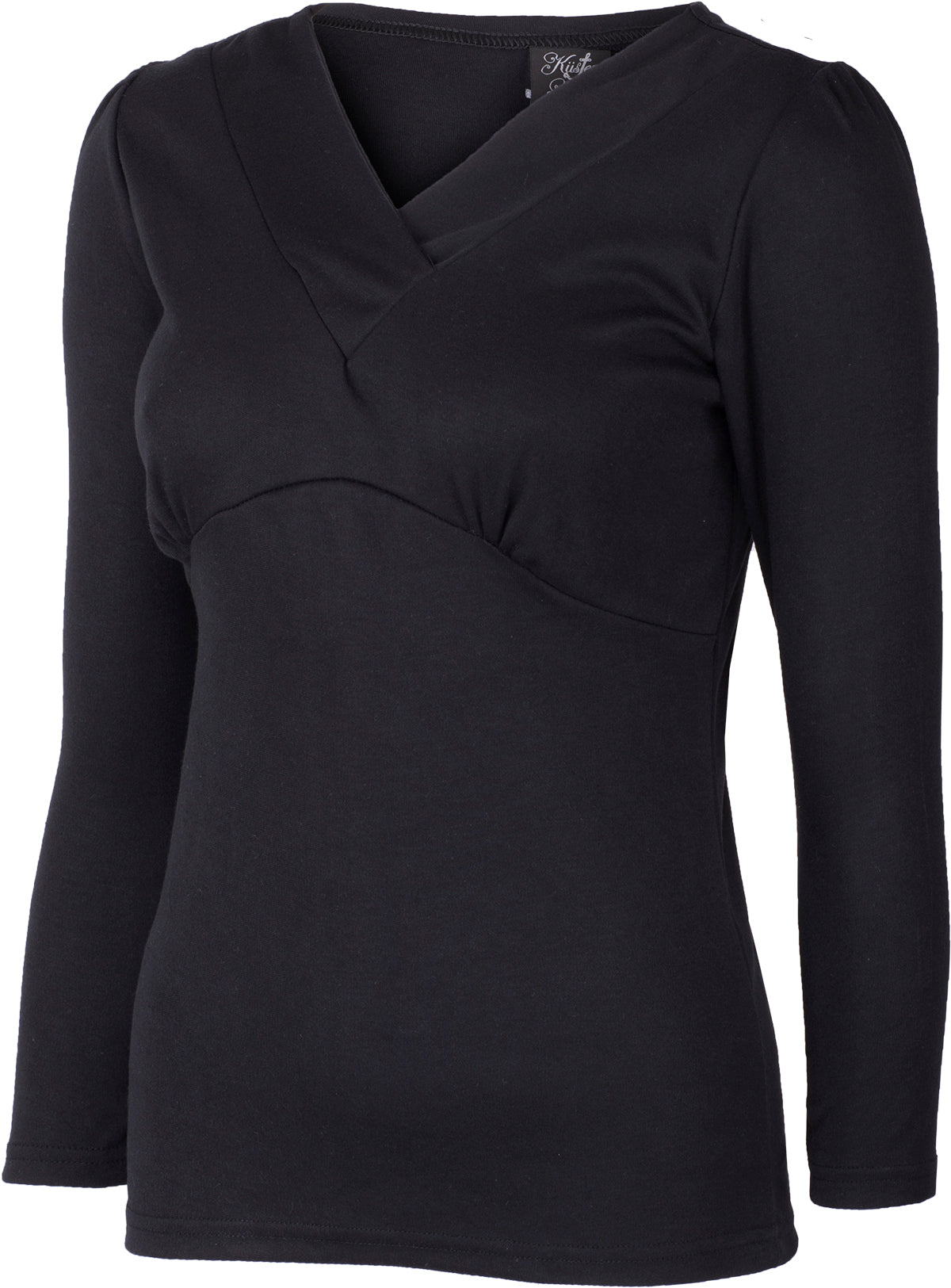 Kuestenluder_OANAE_50s_Basic_V-NECK_Langarm_SHIRT_Oberteil_-_Schwarz_02