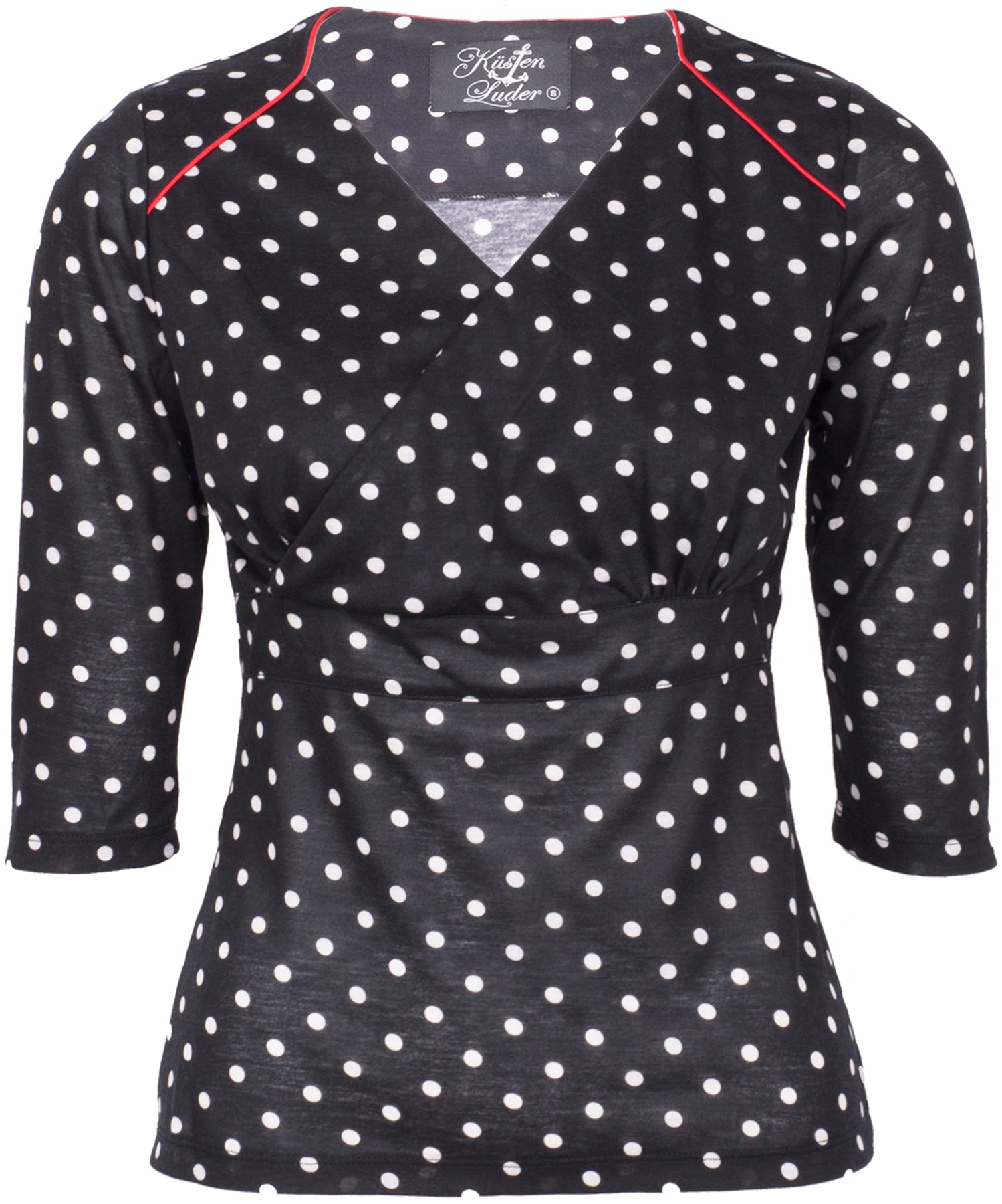 Kuestenluder_PATTIE_Retro_Polka_Dots_PUNKTE_V-Neck_WRAP_Fifties_SHIRT_killer_kirsche