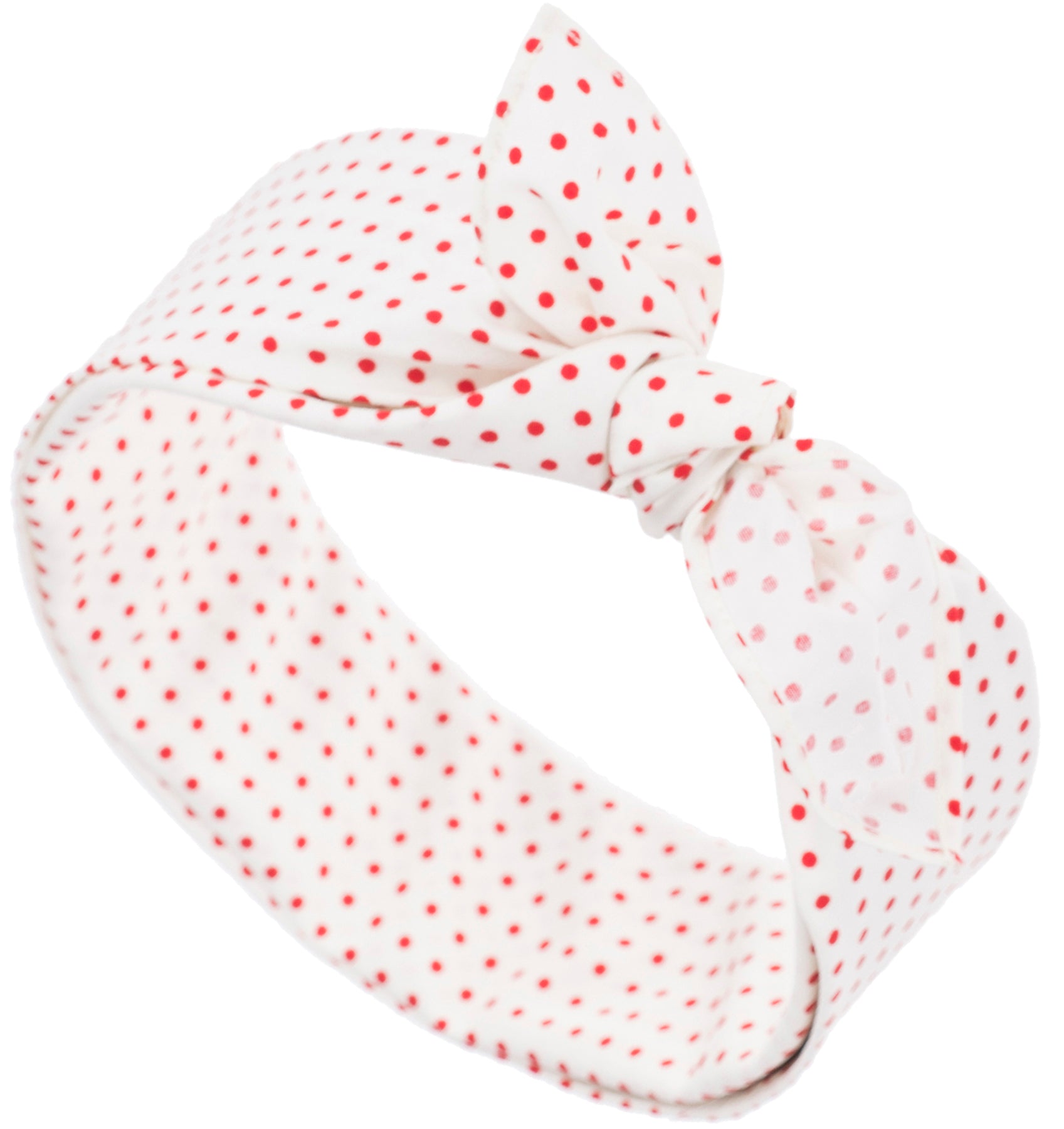 Kuestenluder_PAULA_Small_Polka_Dots_PUNKTE_Vintage_Nickituch_BANDANA_-_Cremeweiss_mit_roten_Dots_killer_kirsche