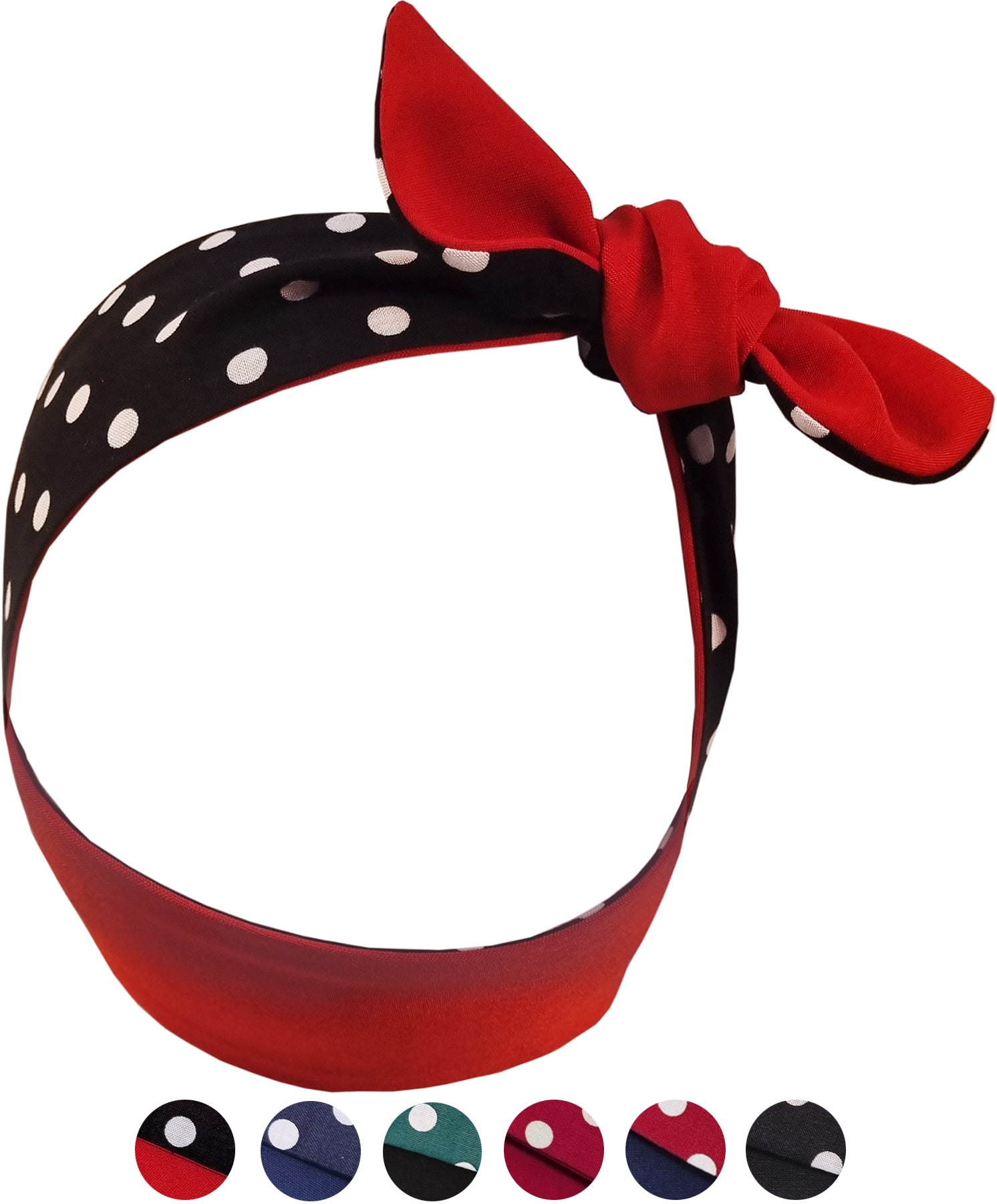 Kuestenluder_PAULINE_POLKA_DOT_2in1_Retro_PUNKTE_Pin_Up_50s_HAARBAND_Hairband_Galeriebild