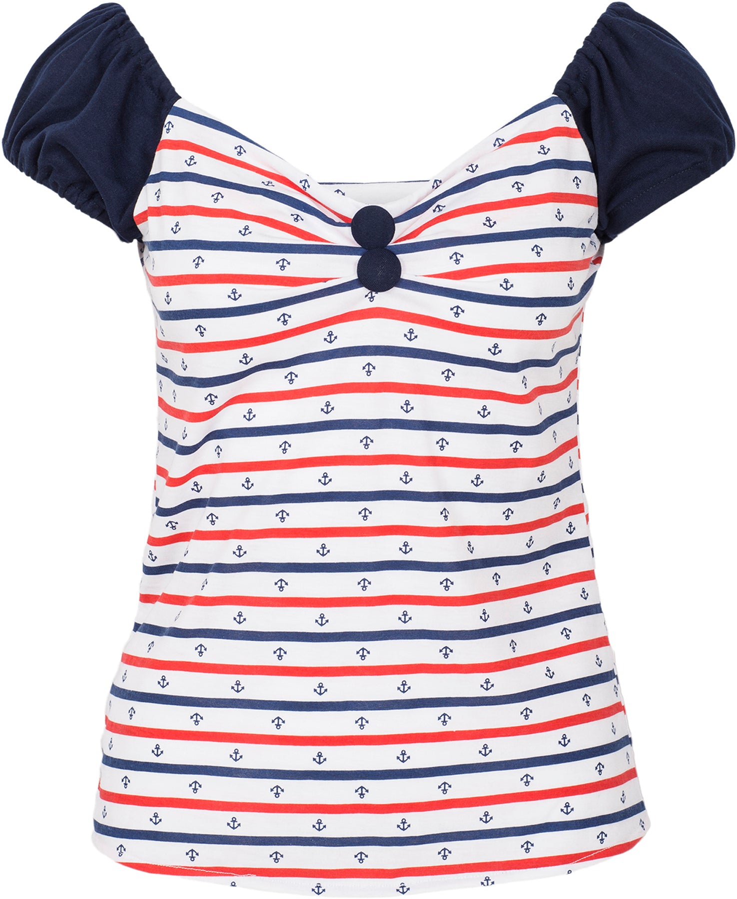 Kuestenluder_QUINCY_Vintage_SAILOR_Anker_STRIPED_Oberteil_BLUSENSHIRT_killer_kirsche