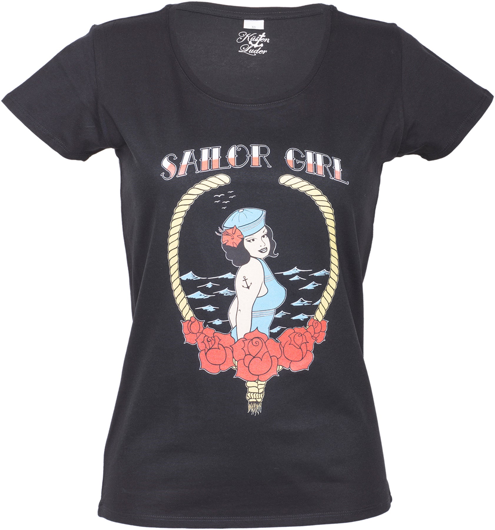 Kuestenluder_SAILOR_GIRL_T-Shirt_-_Schwarz_killer_kirsche