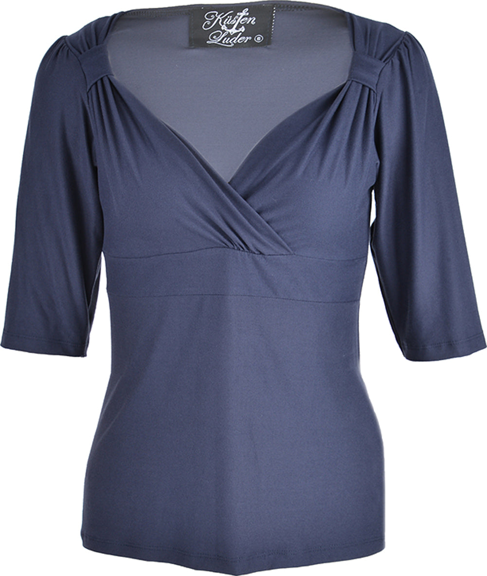 Kuestenluder_SARAH_Pin_Up_50s_Basic_V-NECK_3_Arm_SHIRT_NavyjBV0GOx0awAZg