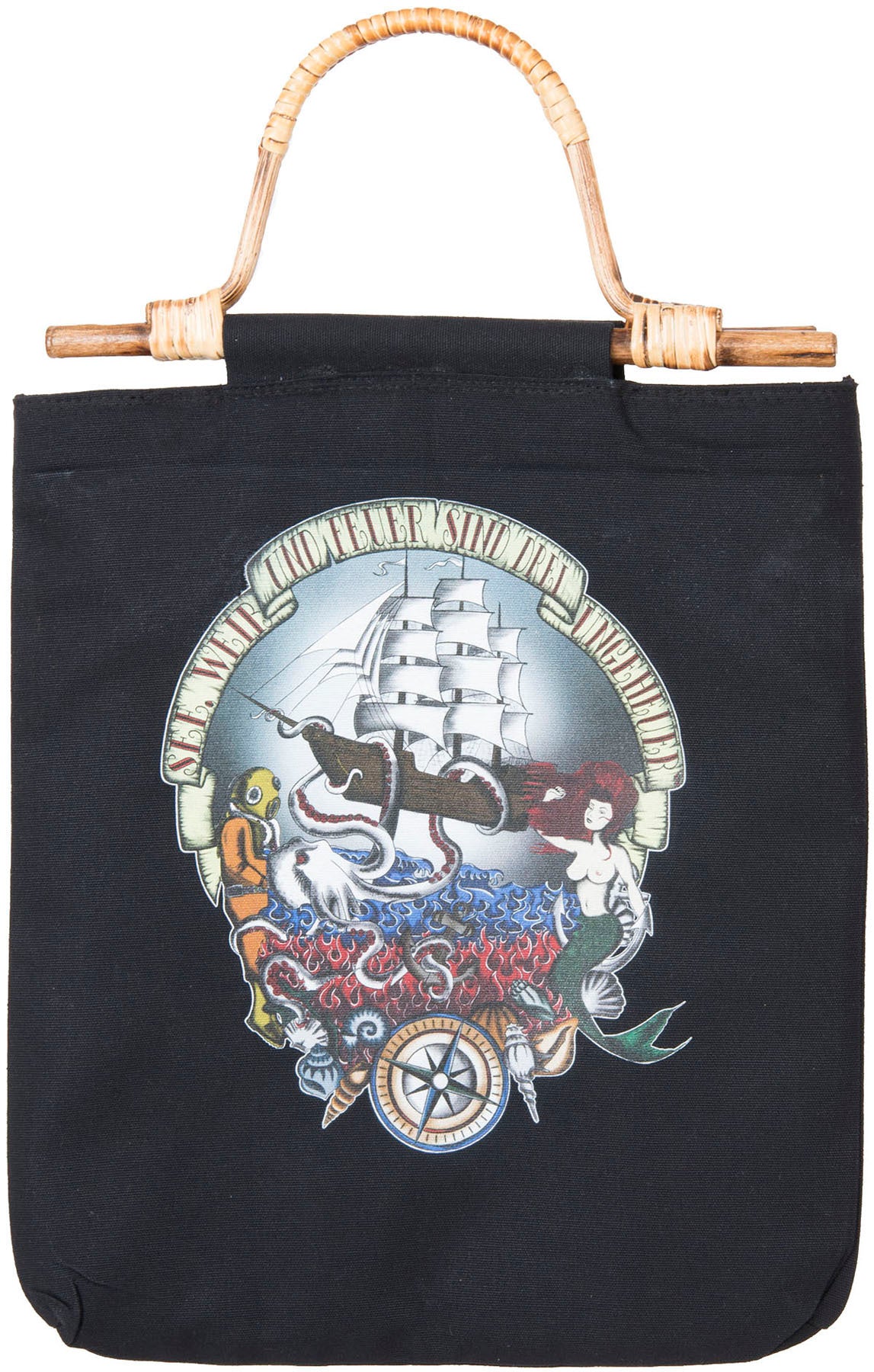 Kuestenluder_SEE_WEIB_UND_FEUER_Ship_Mermaid_BAMBOO_Handle_HANDTASCHE_killer_kirscheFk3pAQm5rg4eR