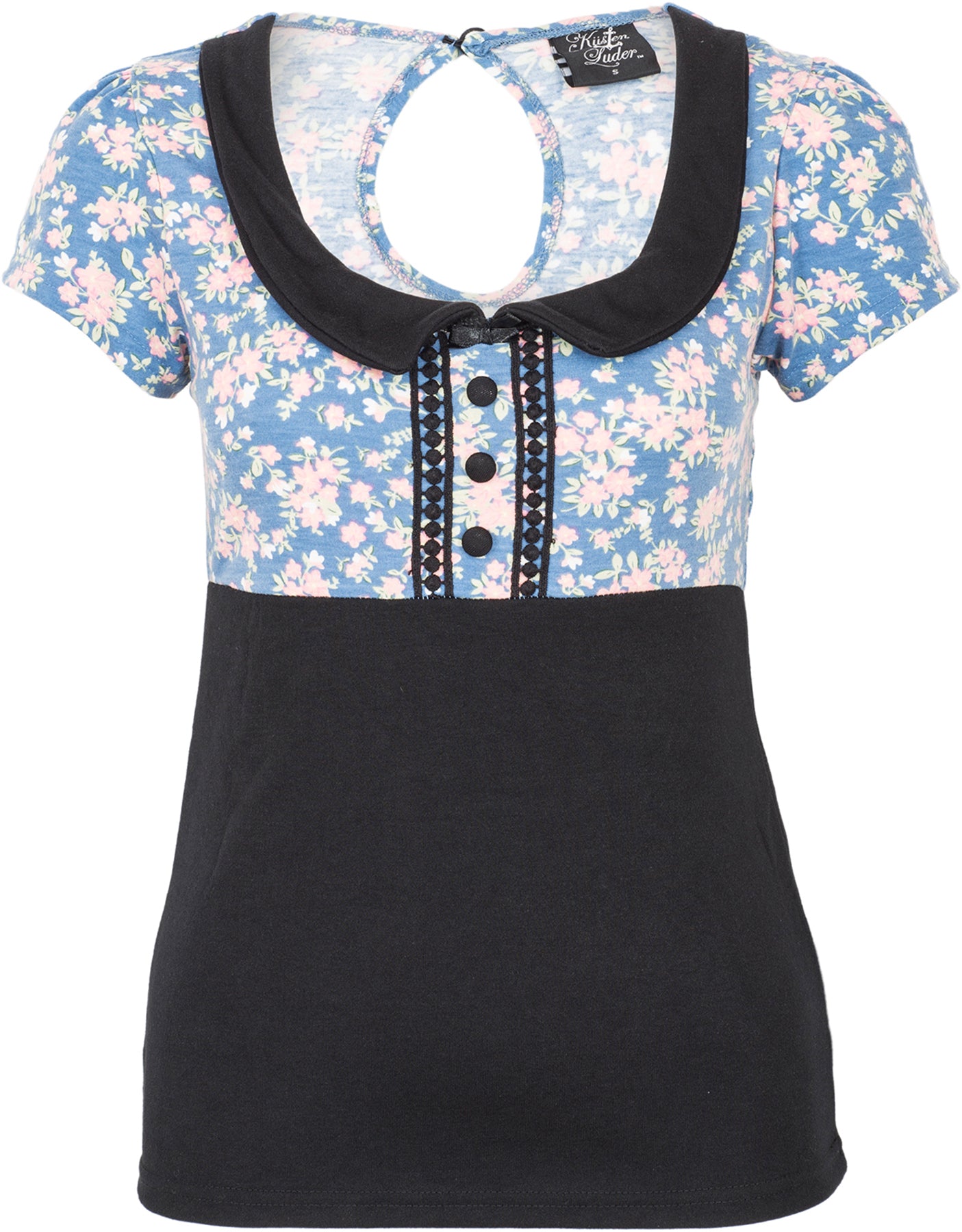 Kuestenluder_SINIJA_Vintage_Floral_Blumen_Kragen_Kurzarm_SHIRT_Himmelblau_killer_kirsche3VNSNoUURMMRj