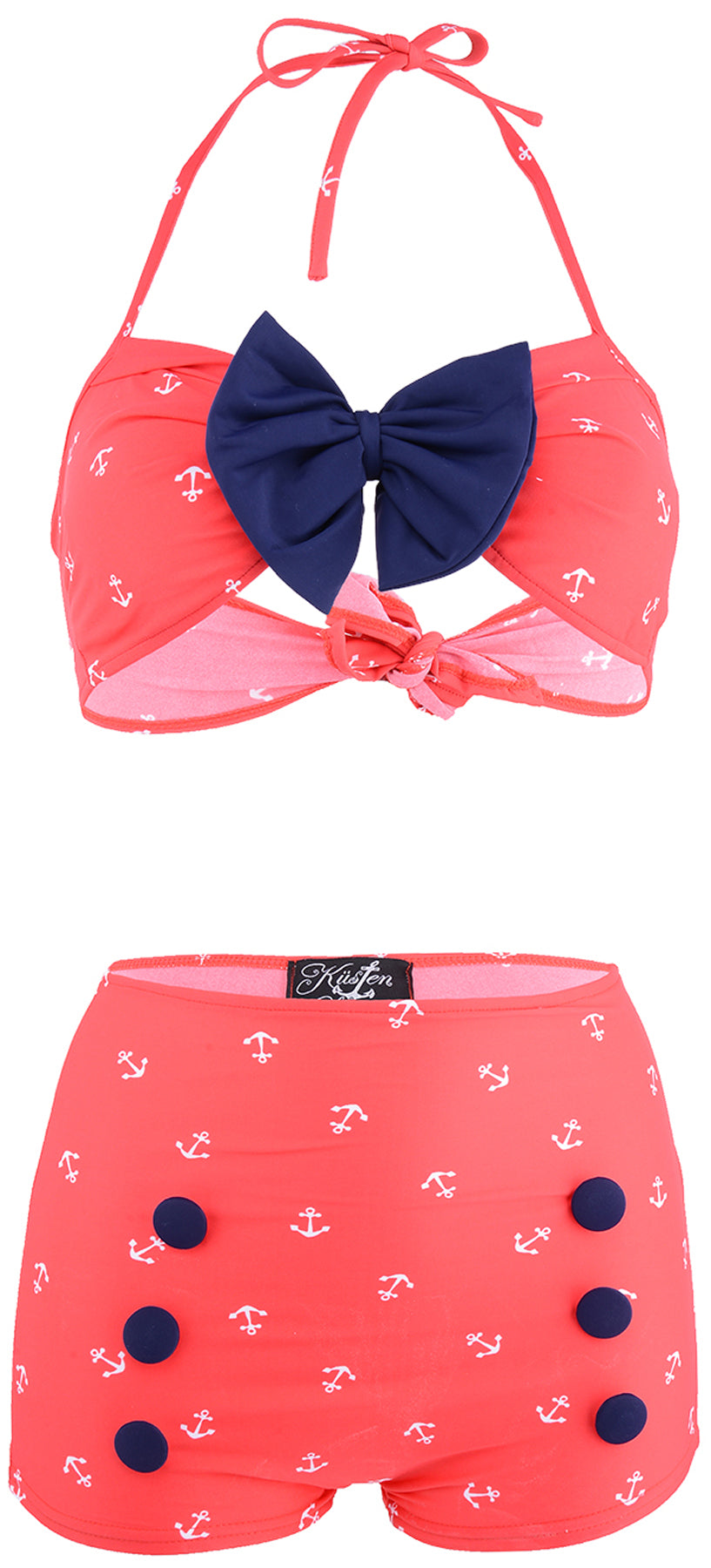Kuestenluder_SYBILLE_50s_SAILOR_Anker_Pin_Up_BIKINI_SET_-_Rot_killer_kirsche