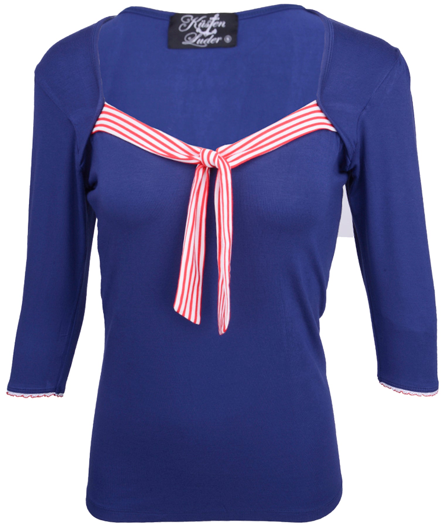 Kuestenluder_TAWNA_Sailor_KNOT_Striped_Neck_dreiviertel_Arm_SHIRT_-_Blau_killer_kirsche2K2h3AHZgEic1