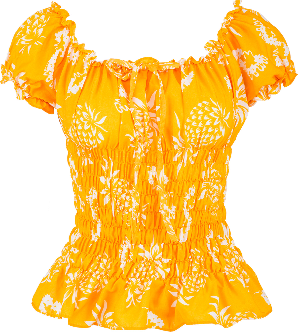Kuestenluder_THAO_Pineapple_ANANAS_Vintage_RUFFLE_Bluse_Oberteil_Gelb-1