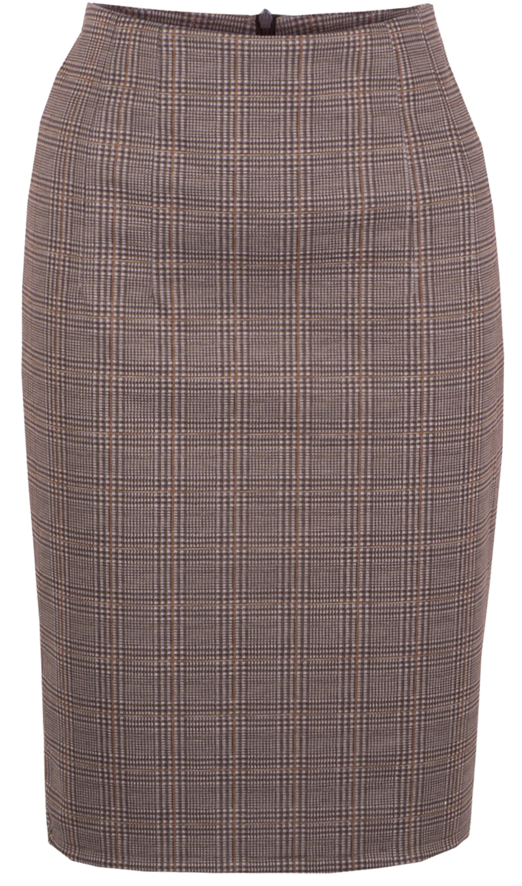 Kuestenluder_VEENA_Vintage_GLENCHECK_Karo_PENCIL_SKIRT_Bleisiftrock_Braun_killer_kirsche