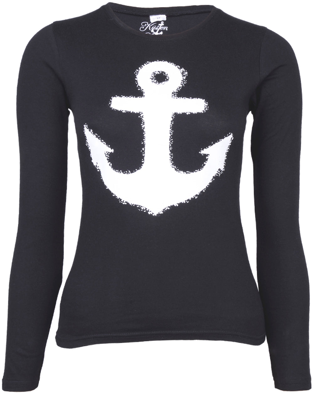 Kuestenluder_WHITE_ANCHOR_Anker_Longsleeve_LANGARM_Shirt_schwarz