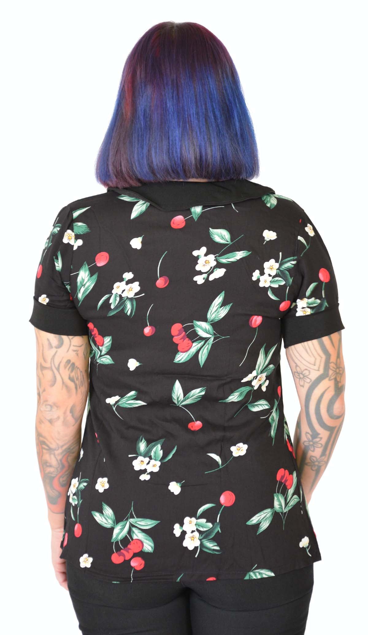 Kuestenluder_ZARIAH_Vintage_CHERRY_Kirschen_Kurzarm_BLUSE_Schwarz-7