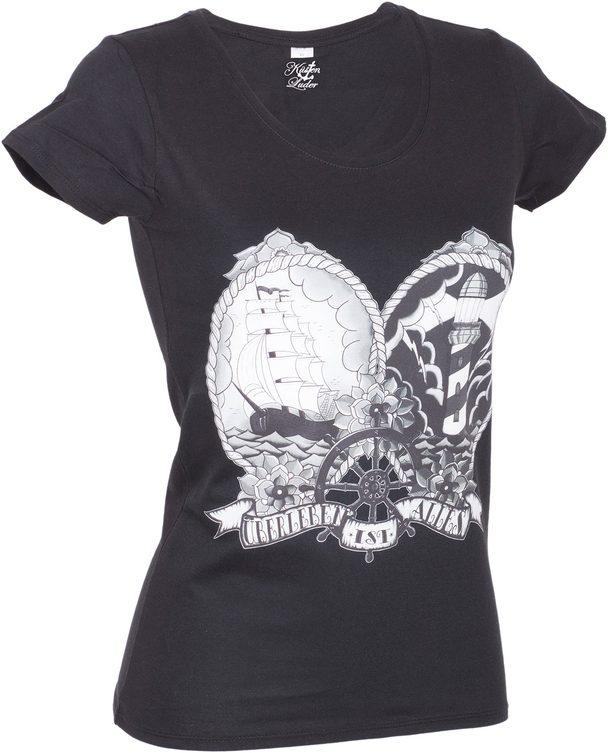 Kuestenluder_ueBERLEBEN_IST_ALLES_Sailor_BW_Ship_Lighthouse_SHIRT-28OqHCqgxGLSSn