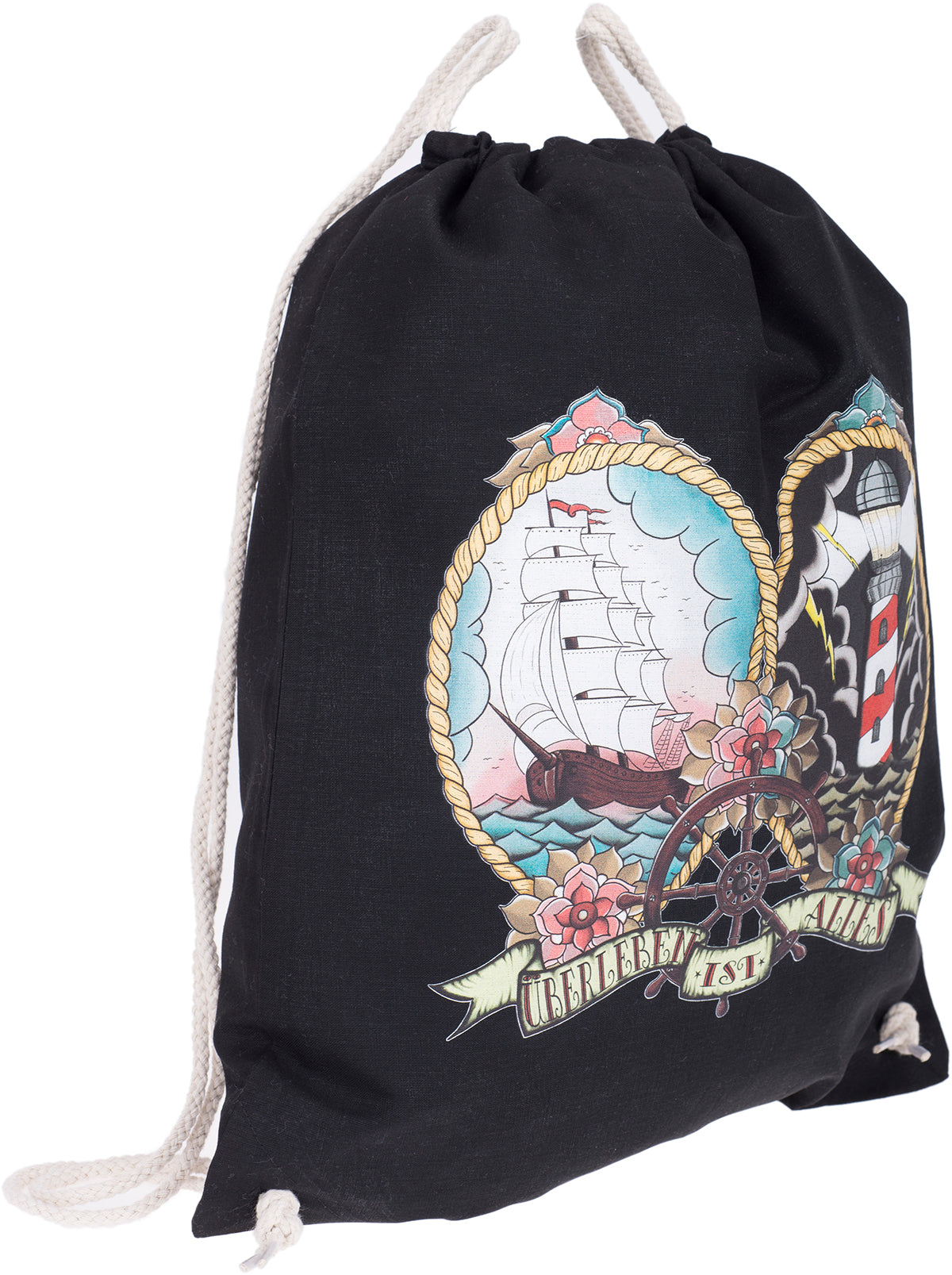 Kuestenluder_ueBERLEBEN_IST_ALLES_Sailor_Ship_Leuchtturm_RUCKSACK_Turnbeutel-2