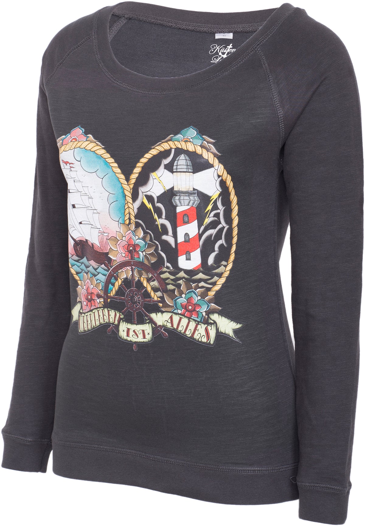 Kuestenluder_ueBERLEBEN_IST_ALLES_Sailor_Ship_Leuchtturm_Raglan_Sweat_PULLOVER-7